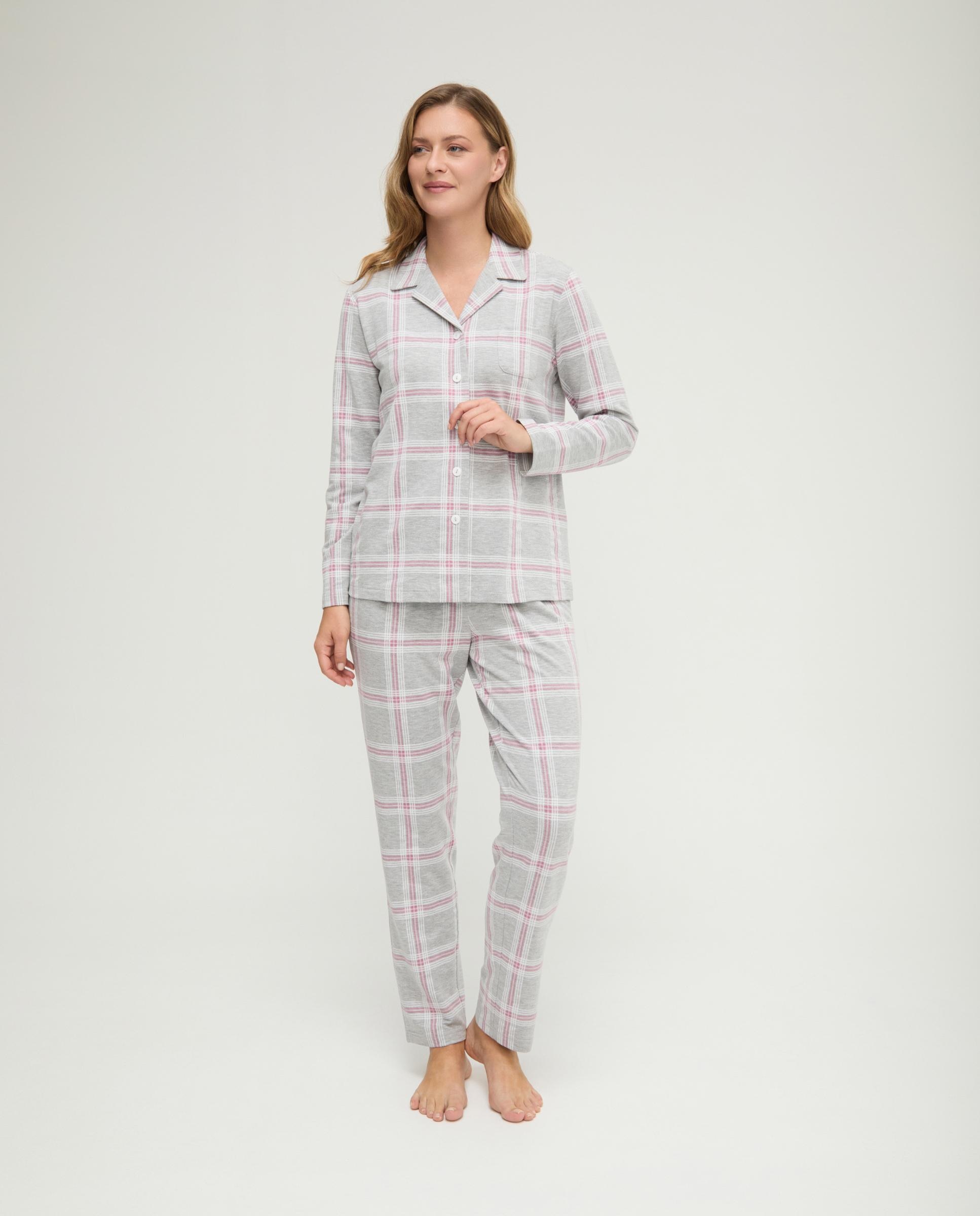 Imagen 0 de Pijama de mujer con cuadros abierto Malva