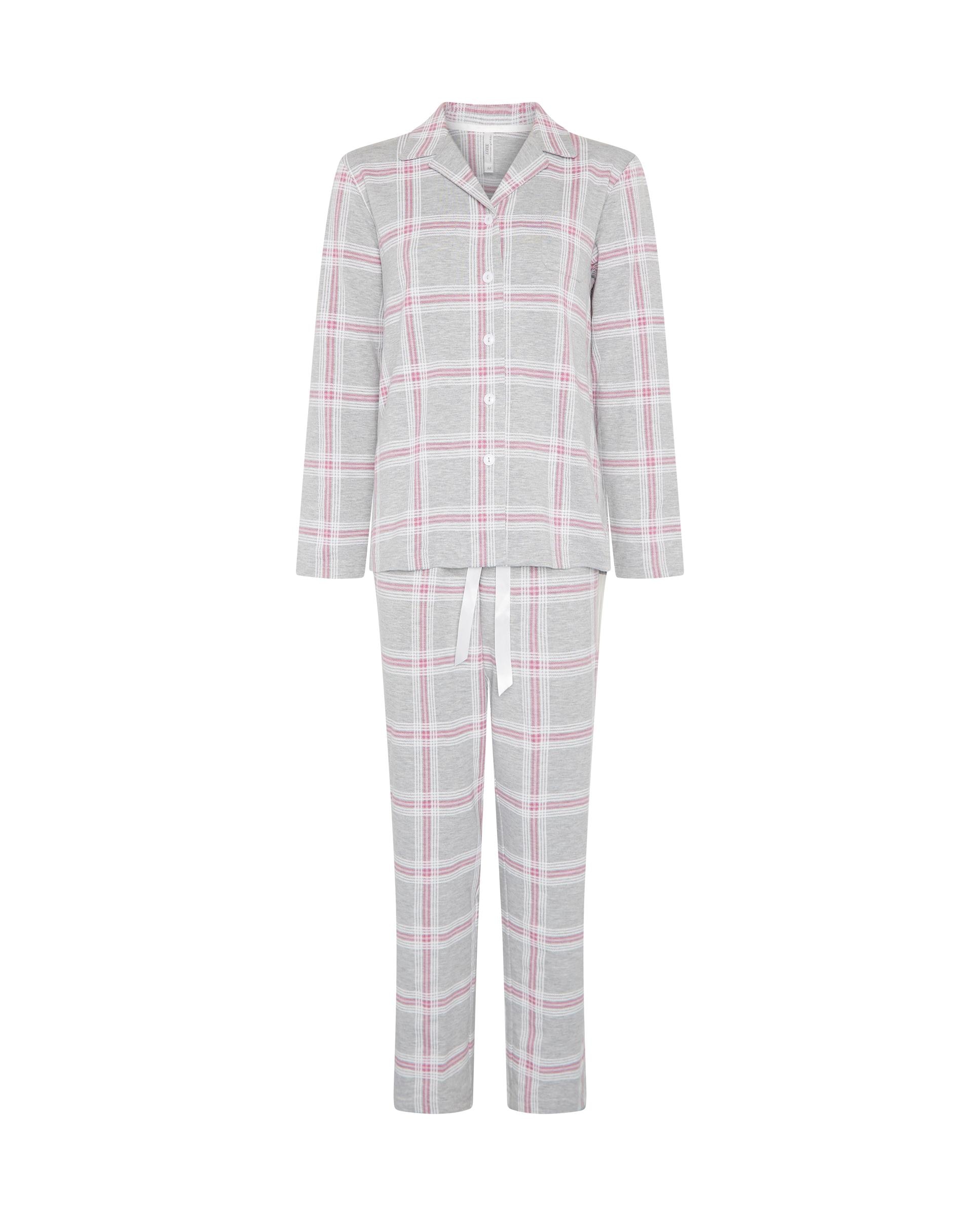 Pijama de mujer con cuadros abierto - Lohe - Malva Malva-4