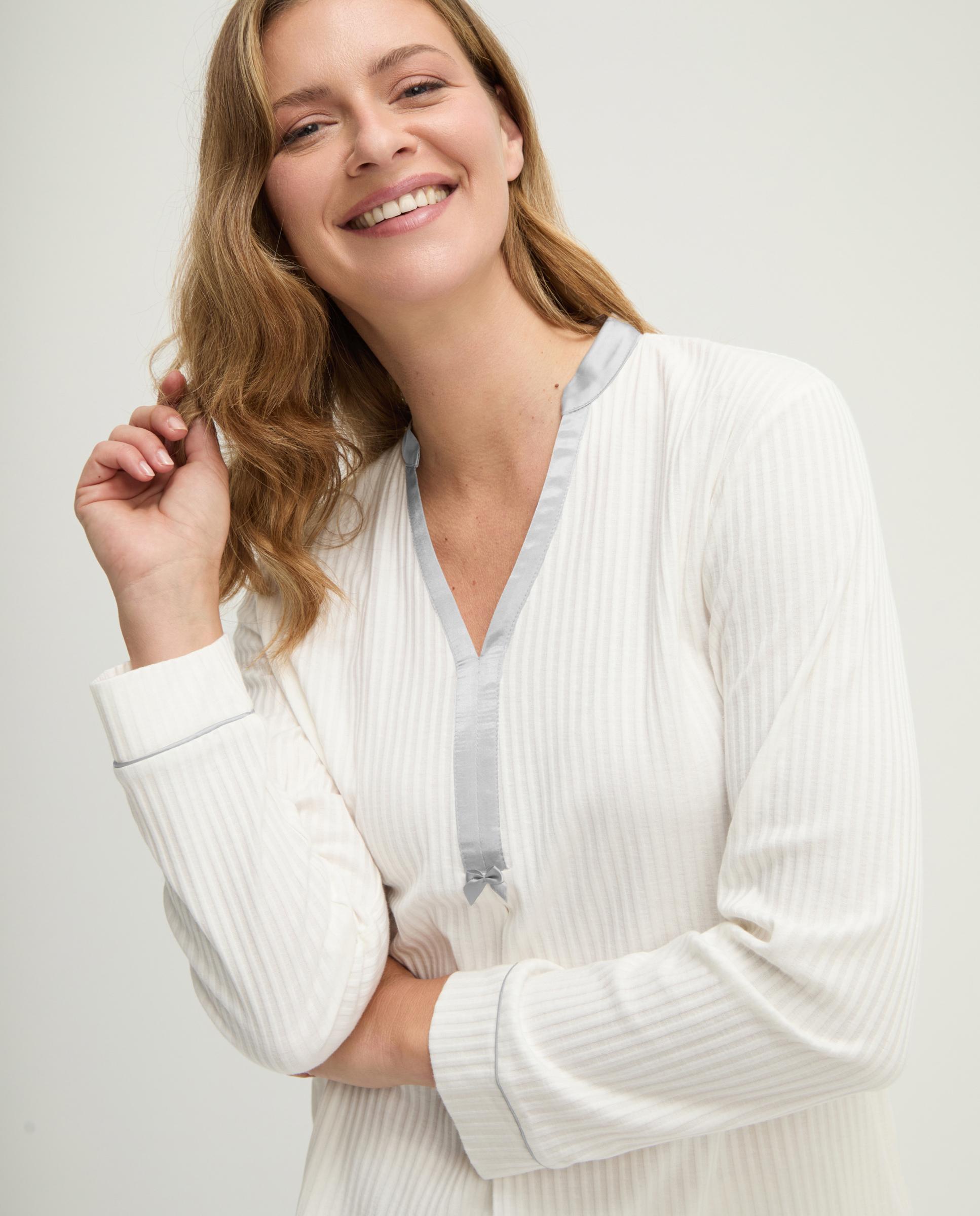 Pijama de mujer con lencero raso - Lohe - Marfil Marfil-3