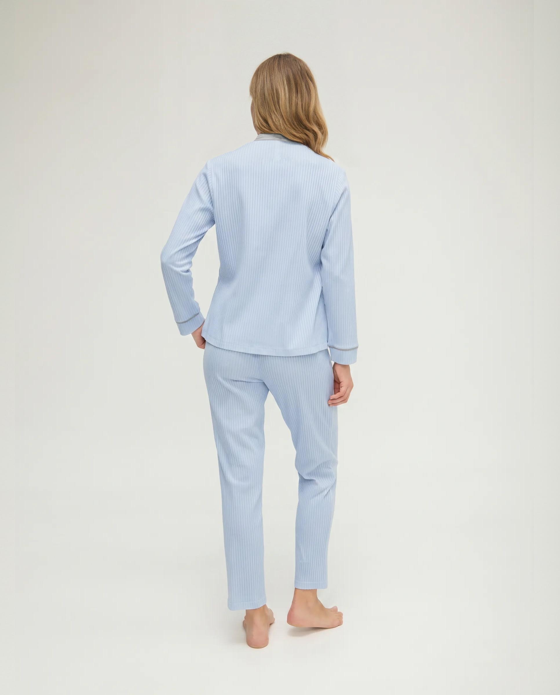 Pijama de mujer con lencero raso - Lohe - Azul celeste Azul celeste-2