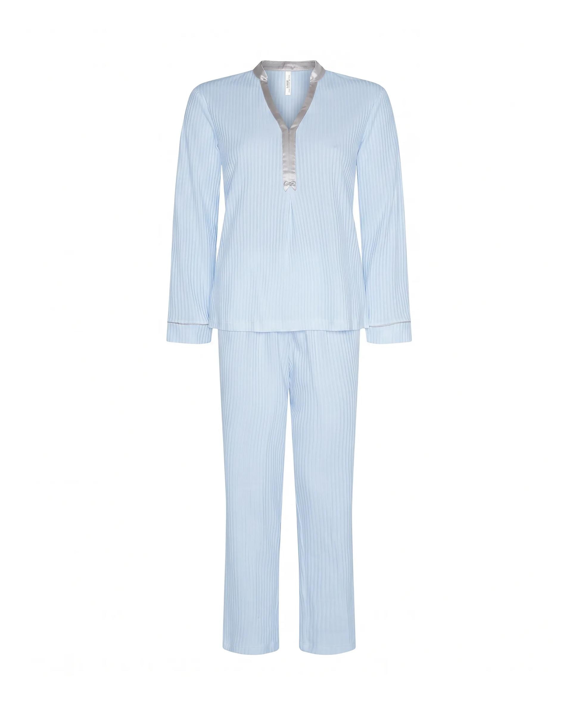 Pijama de mujer con lencero raso - Lohe - Azul celeste Azul celeste-4