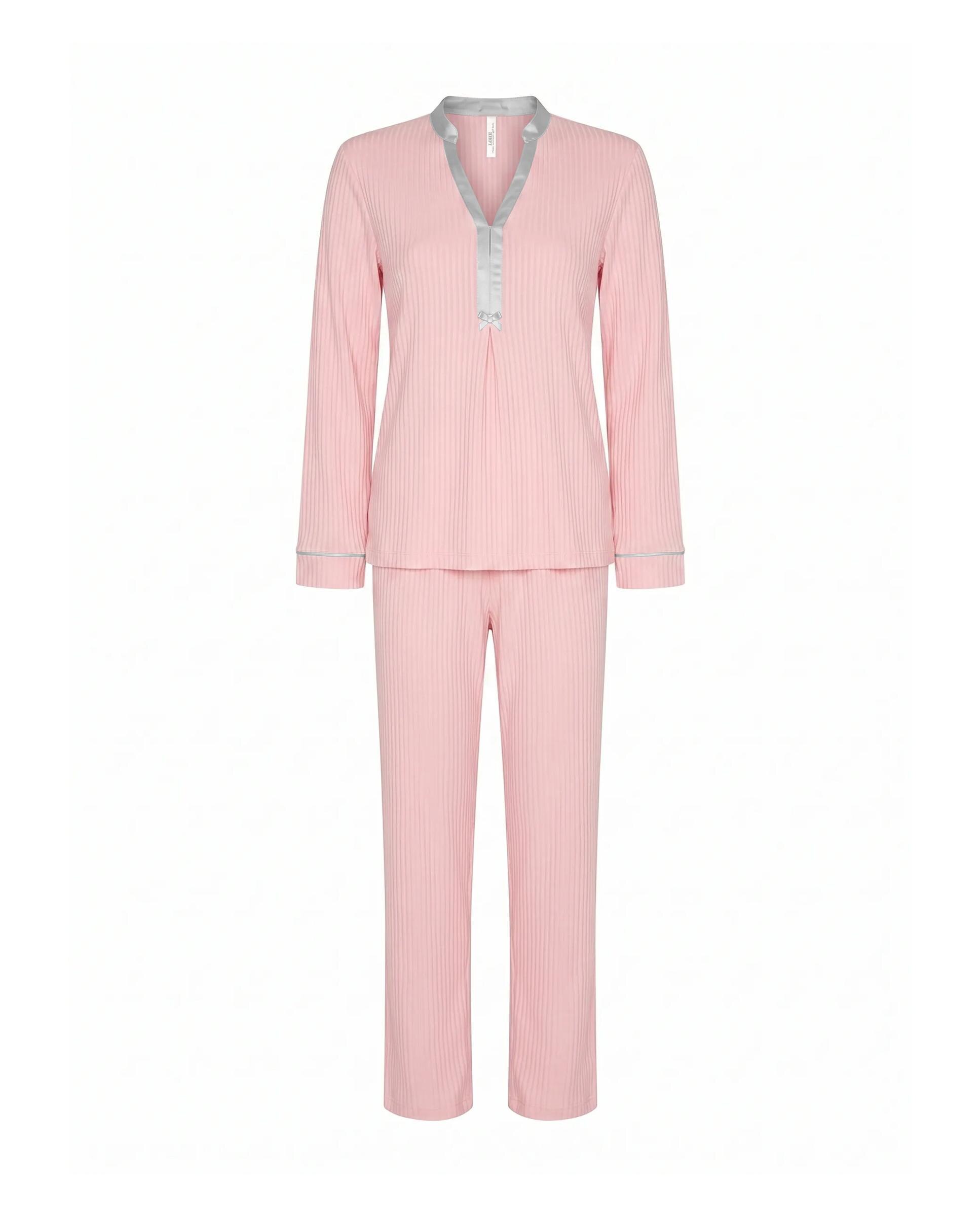 Pijama de mujer con lencero raso - Lohe - Rosa Rosa-4