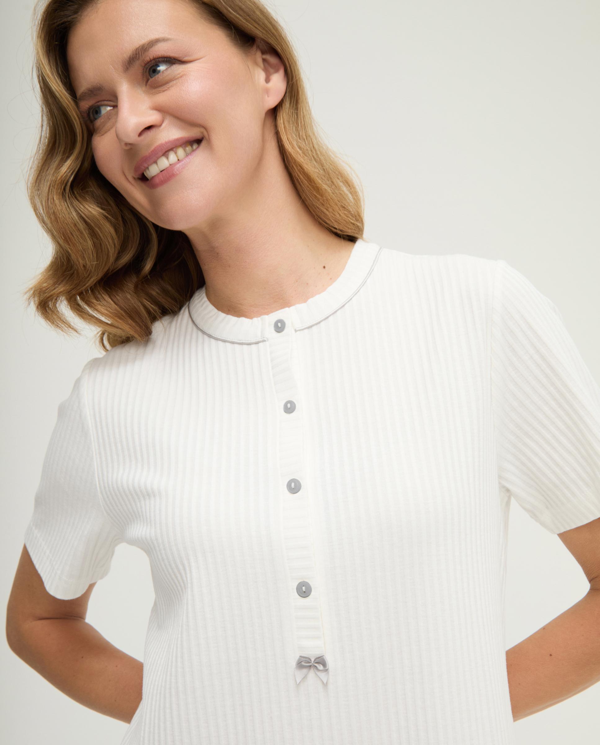 Camisón de mujer lencero puntilla manga corta - Lohe - Marfil Marfil-3