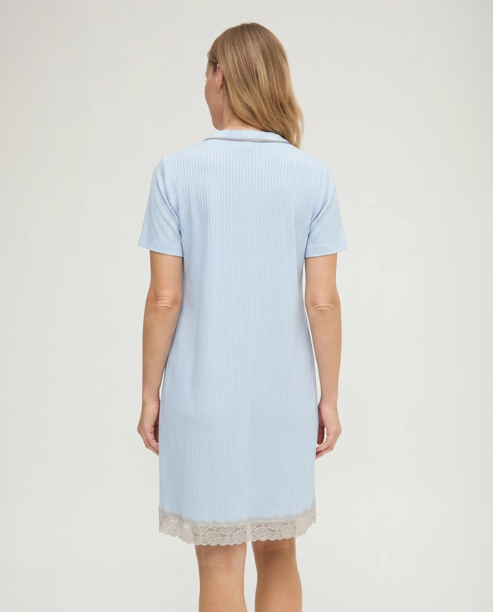 Camisón de mujer lencero puntilla manga corta - Lohe - Azul celeste Azul celeste-2