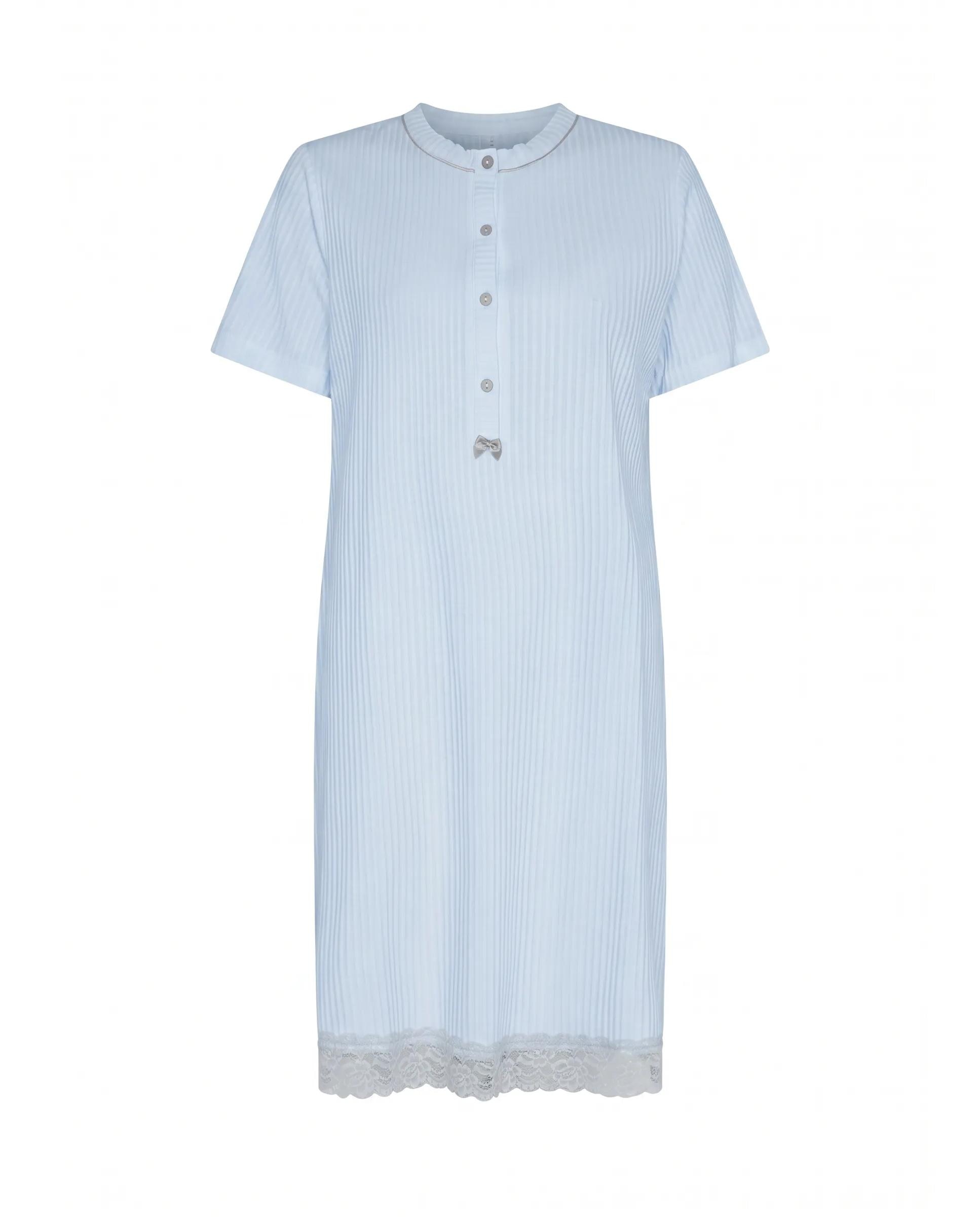 Camisón de mujer lencero puntilla manga corta - Lohe - Azul celeste Azul celeste-4