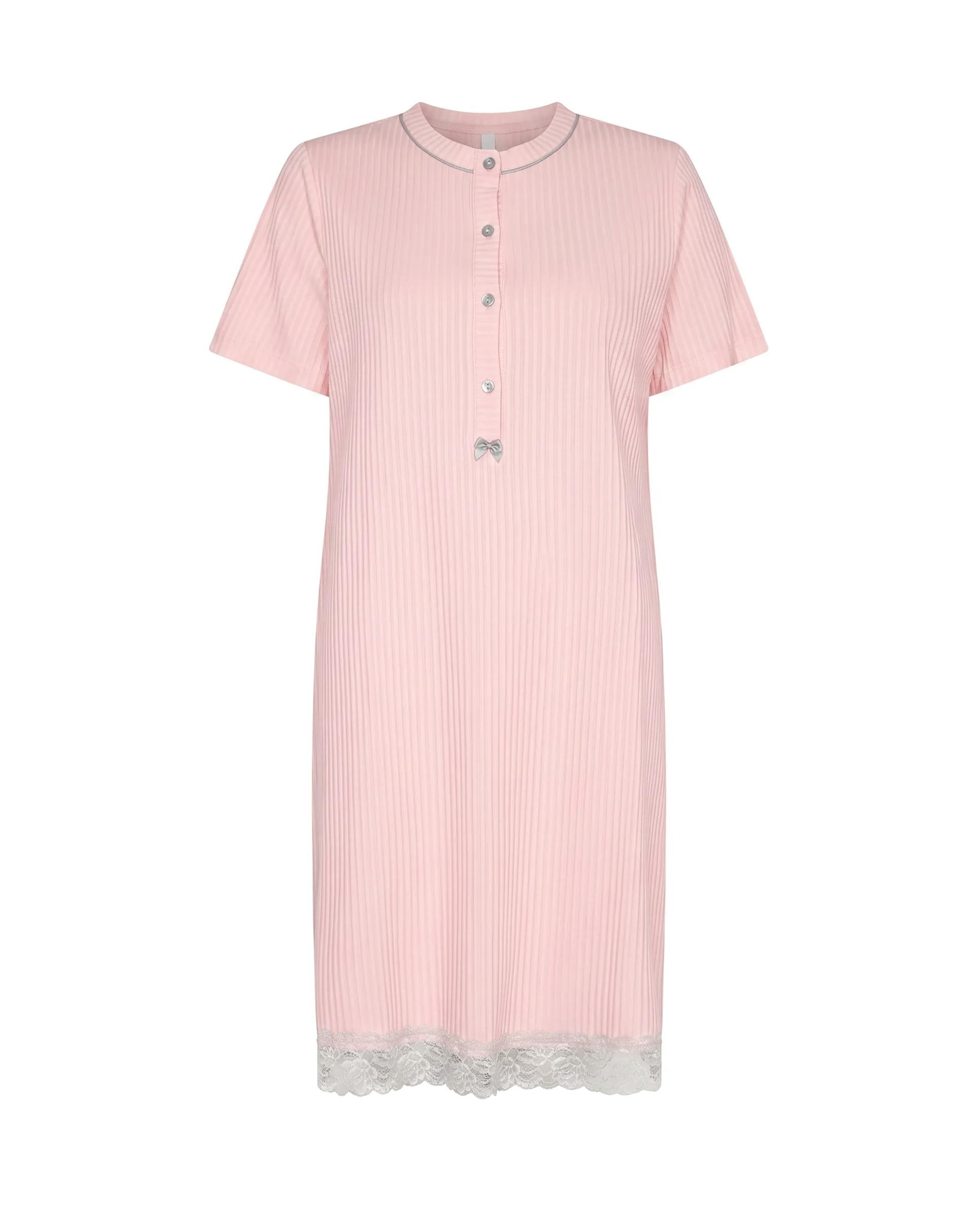 Camisón de mujer lencero puntilla manga corta - Lohe - Rosa Rosa-4