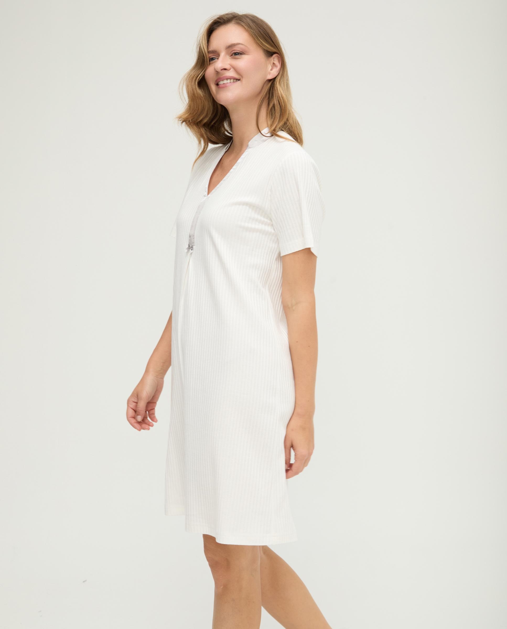 Camisón de mujer lencero raso manga corta - Lohe - Marfil Marfil-1
