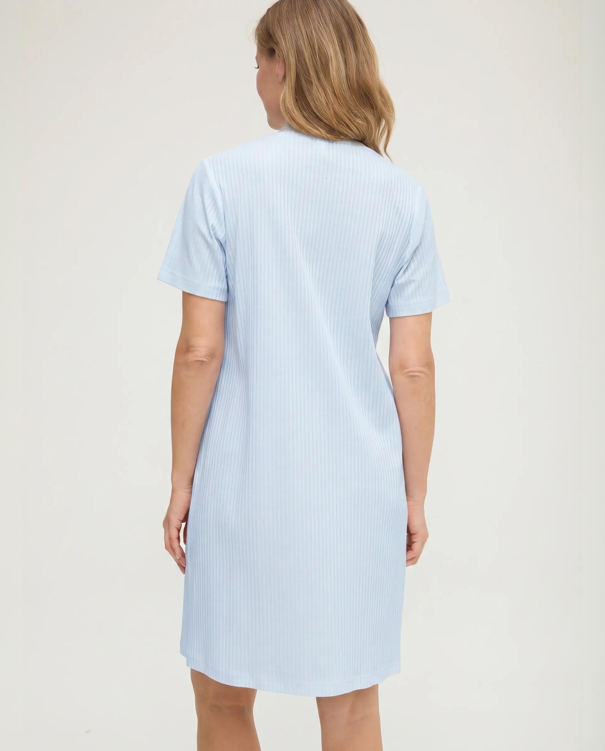 Camisón de mujer lencero raso manga corta - Lohe - Azul celeste Azul celeste-2