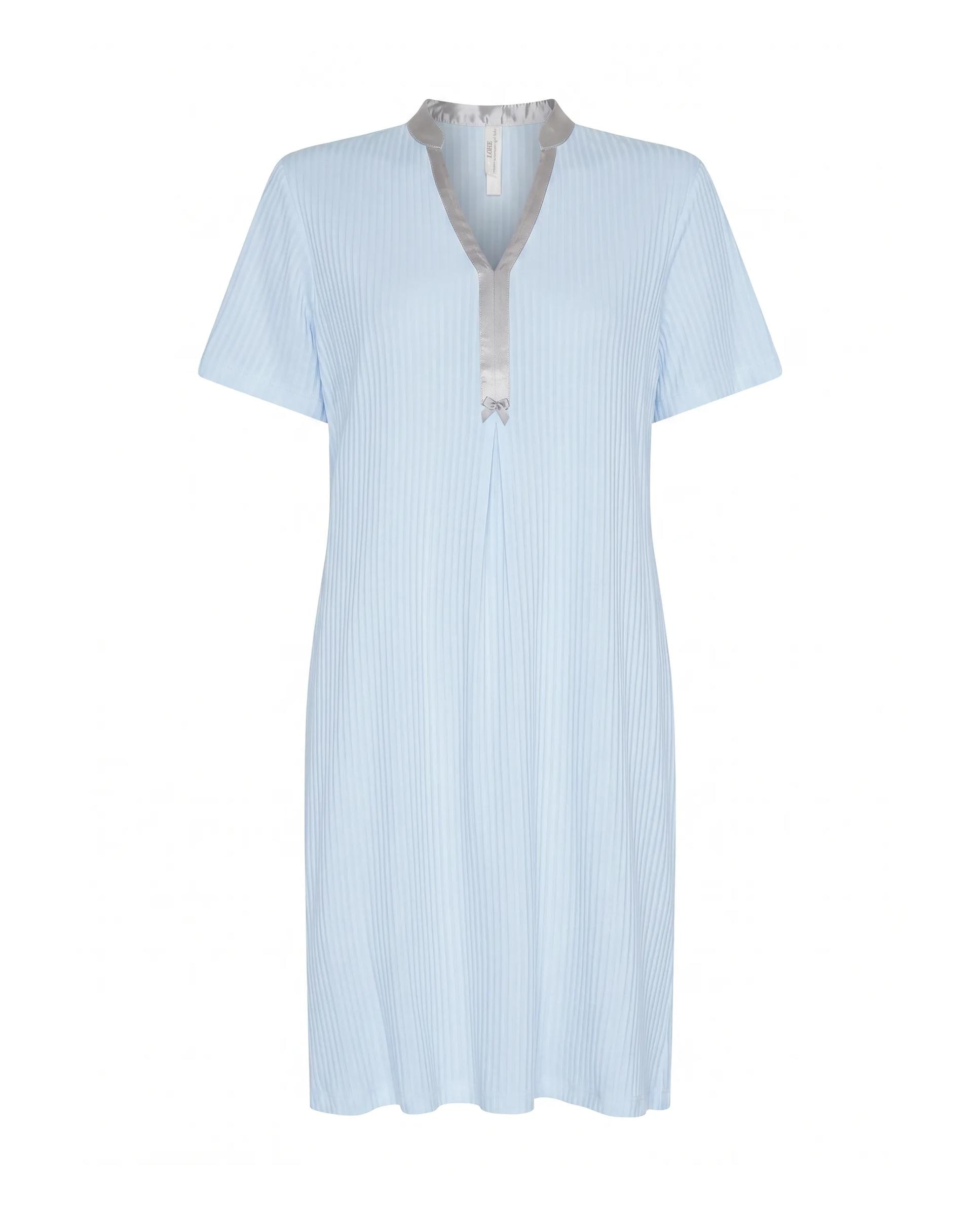 Camisón de mujer lencero raso manga corta - Lohe - Azul celeste Azul celeste-4