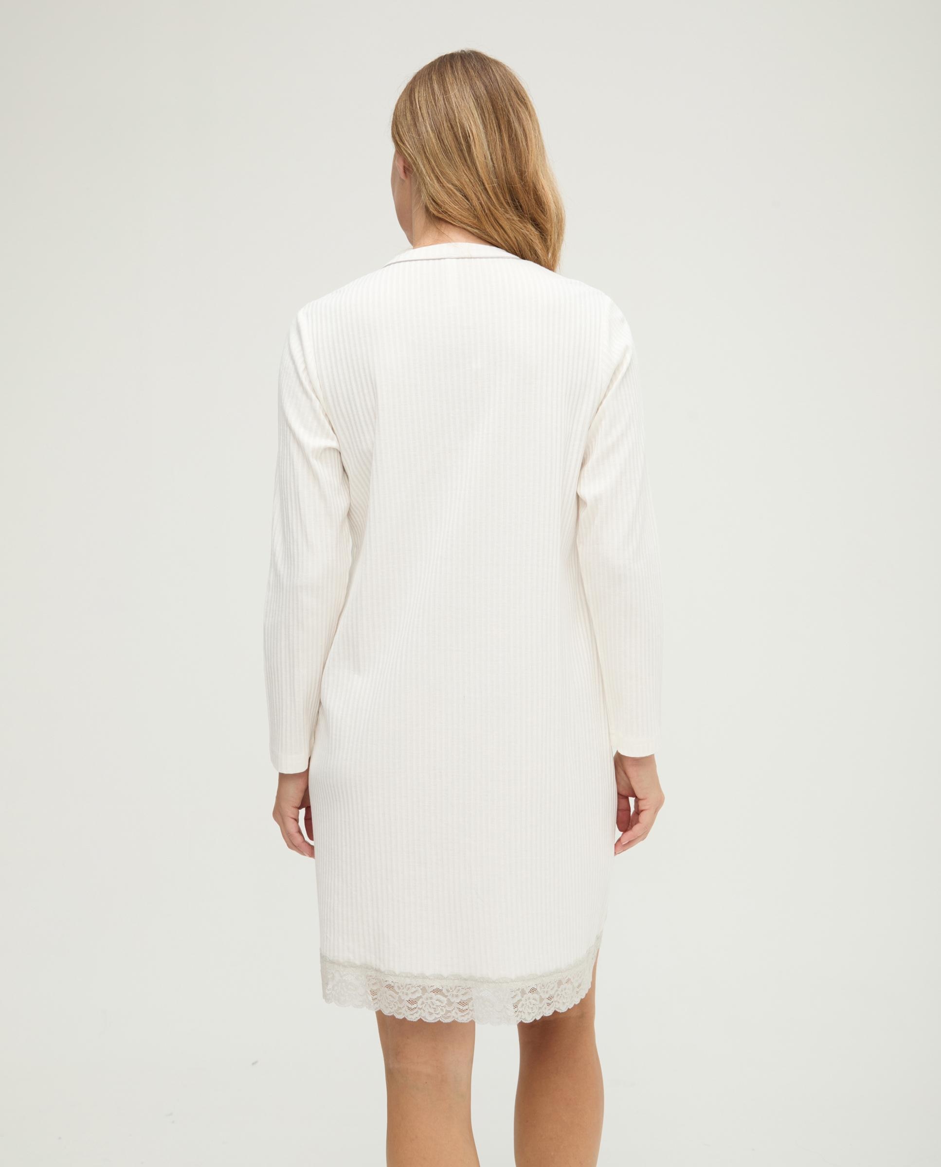 Camisón de mujer lencero puntilla manga larga - Lohe - Marfil Marfil-2