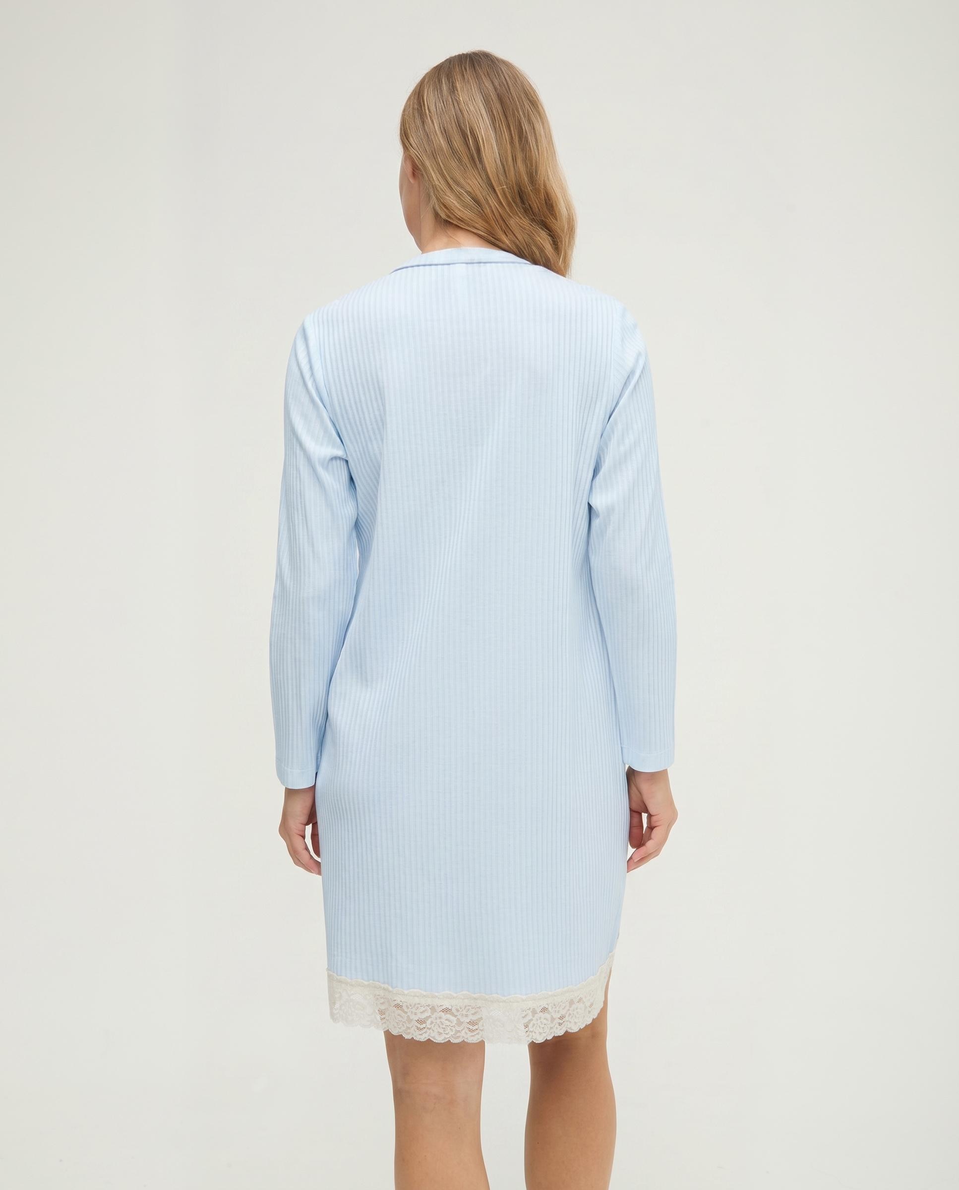 Camisón de mujer lencero puntilla manga larga - Lohe - Azul celeste Azul celeste-2