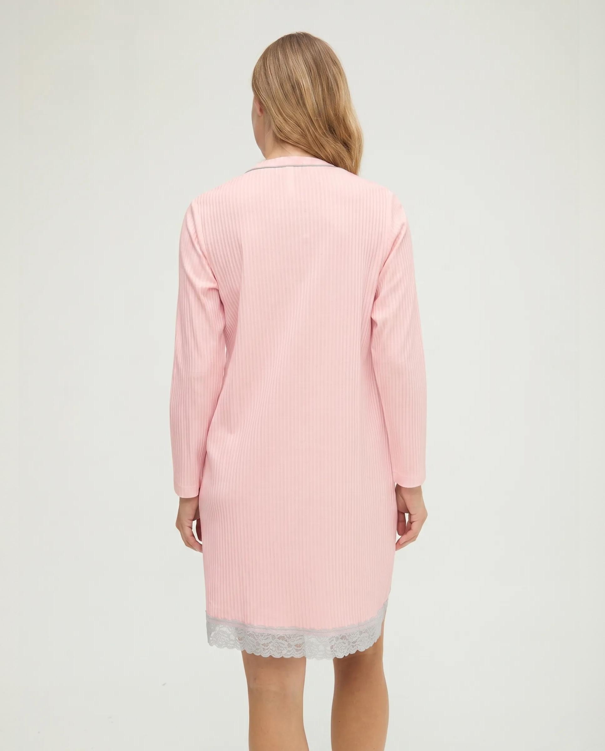 Camisón de mujer lencero puntilla manga larga - Lohe - Rosa Rosa-2