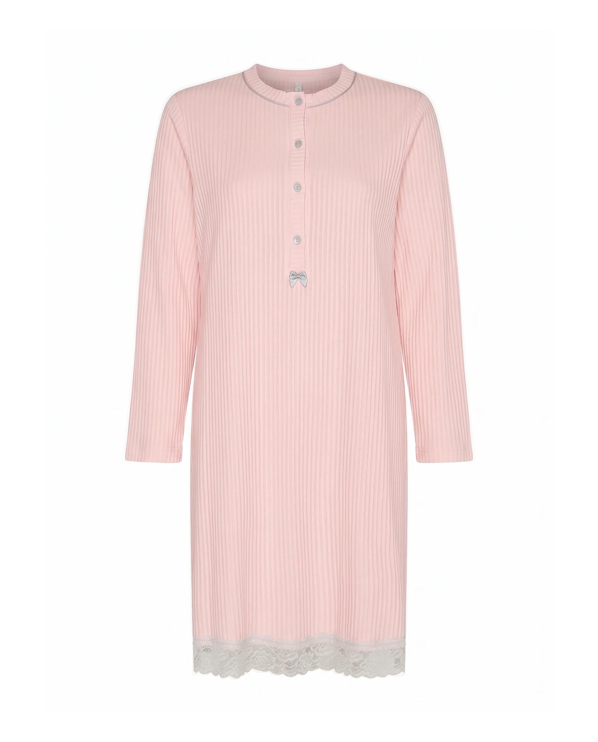 Camisón de mujer lencero puntilla manga larga - Lohe - Rosa Rosa-4