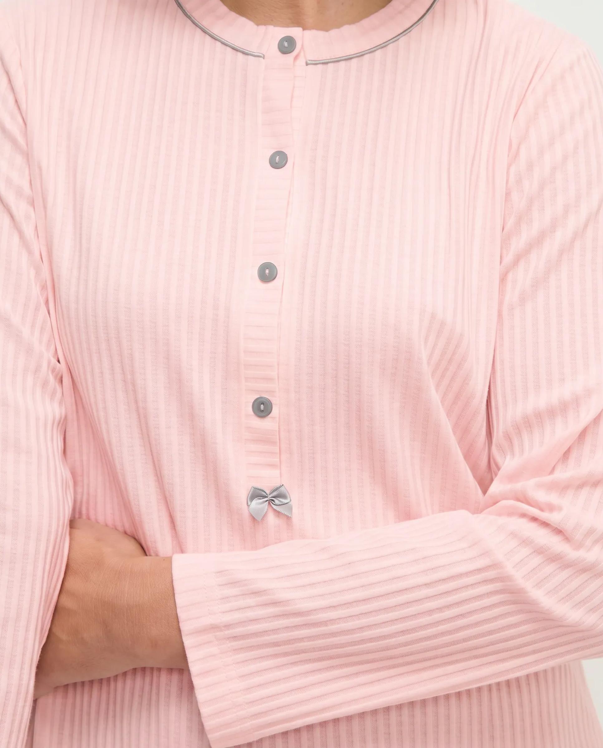 Camisón de mujer lencero puntilla manga larga - Lohe - Rosa Rosa-3
