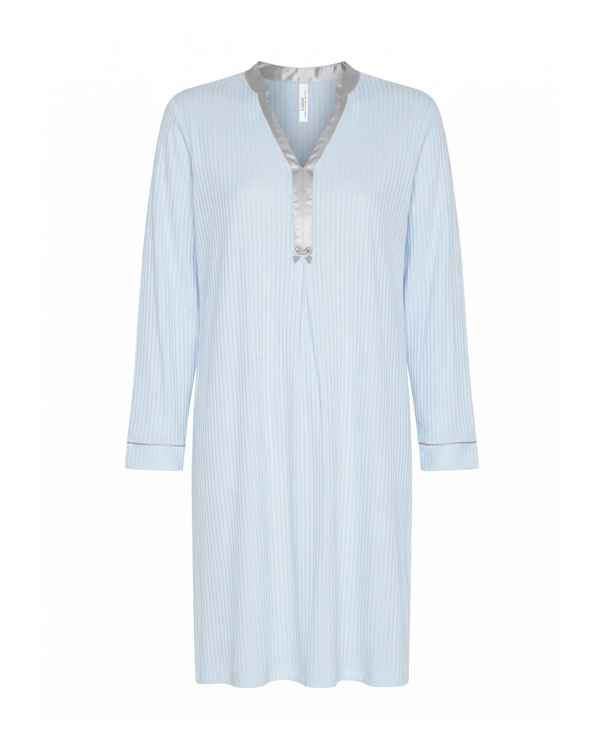 Camisón de mujer lencero raso manga larga - Lohe - Azul celeste Azul celeste-4