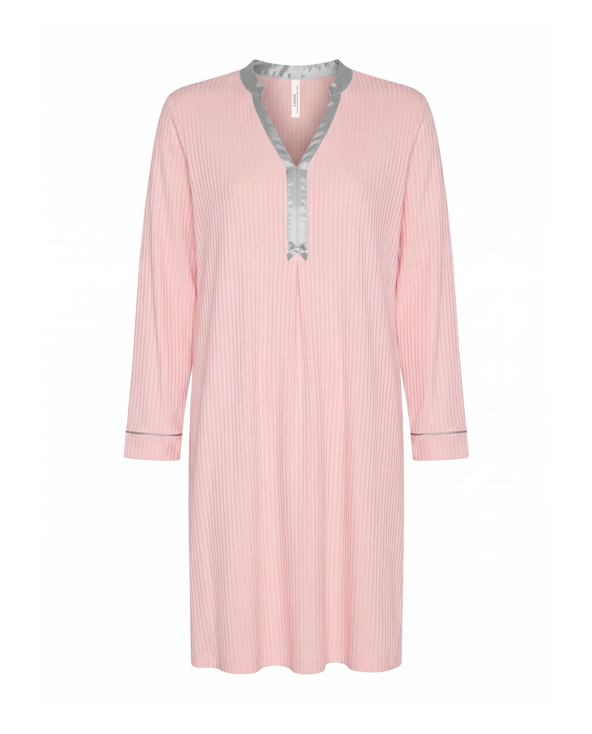 Camisón de mujer lencero raso manga larga - Lohe - Rosa Rosa-4