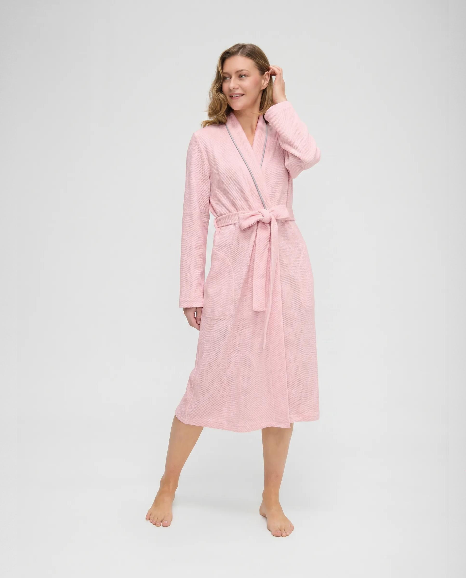 Bata de mujer lencera cruzada - Lohe - Rosa Rosa-1