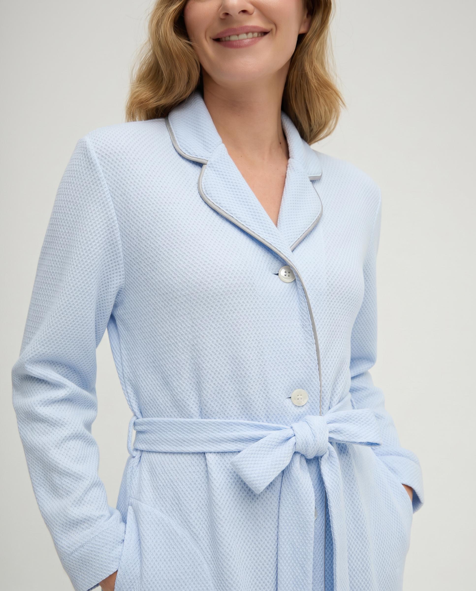 Bata de mujer lencera botones - Lohe - Azul celeste Azul celeste-3