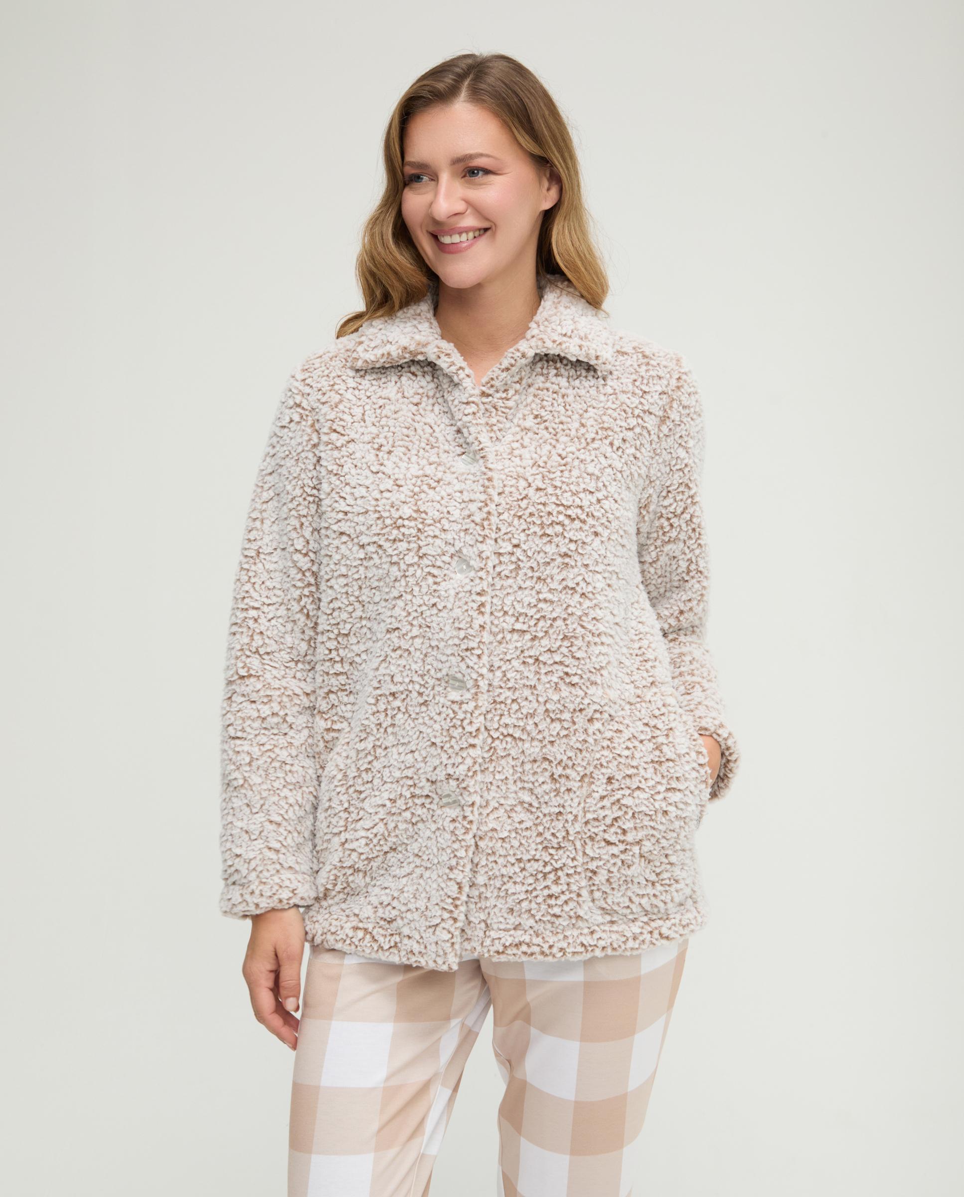 Imagen 1 de Bata de mujer corta borreguillo Camel