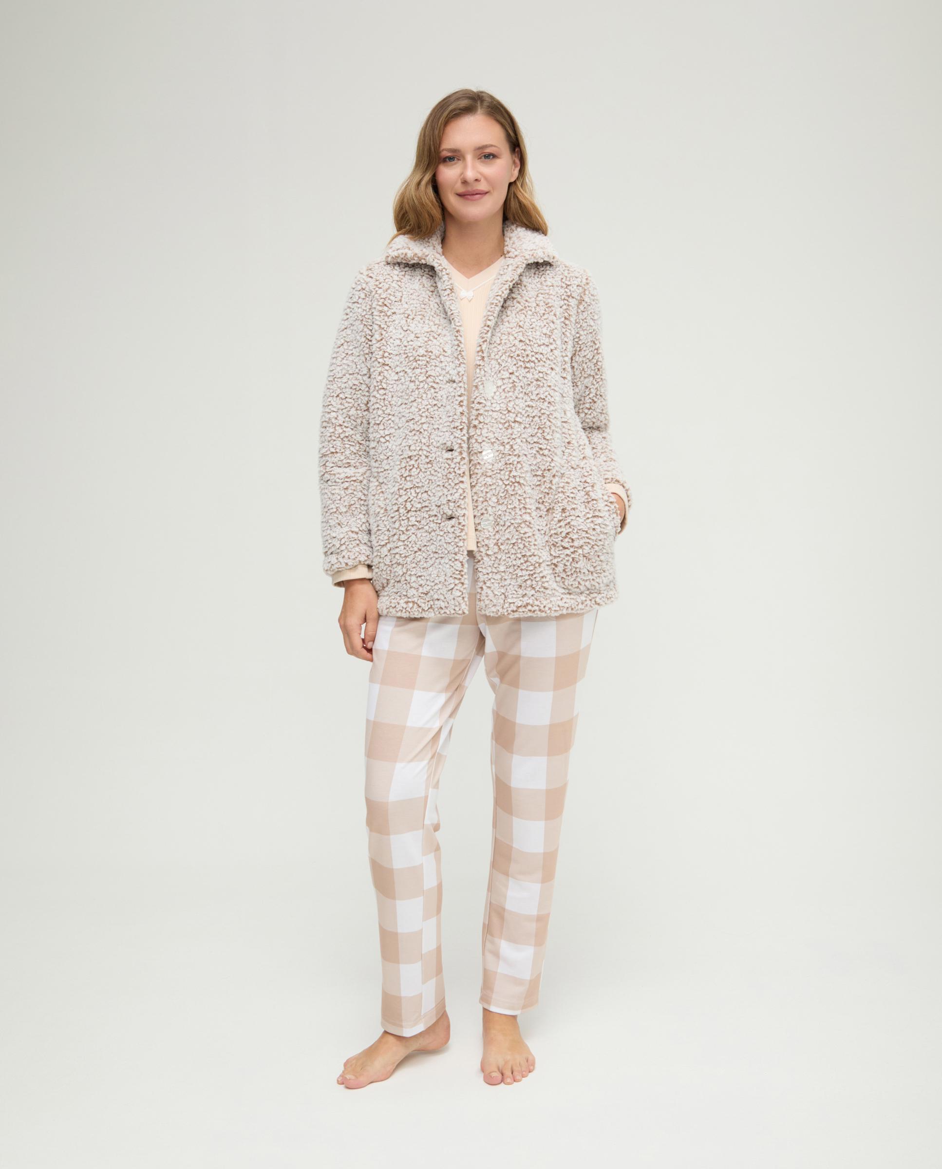 Conjunto pijama y bata de mujer borreguillo - Lohe - Camel Camel-1