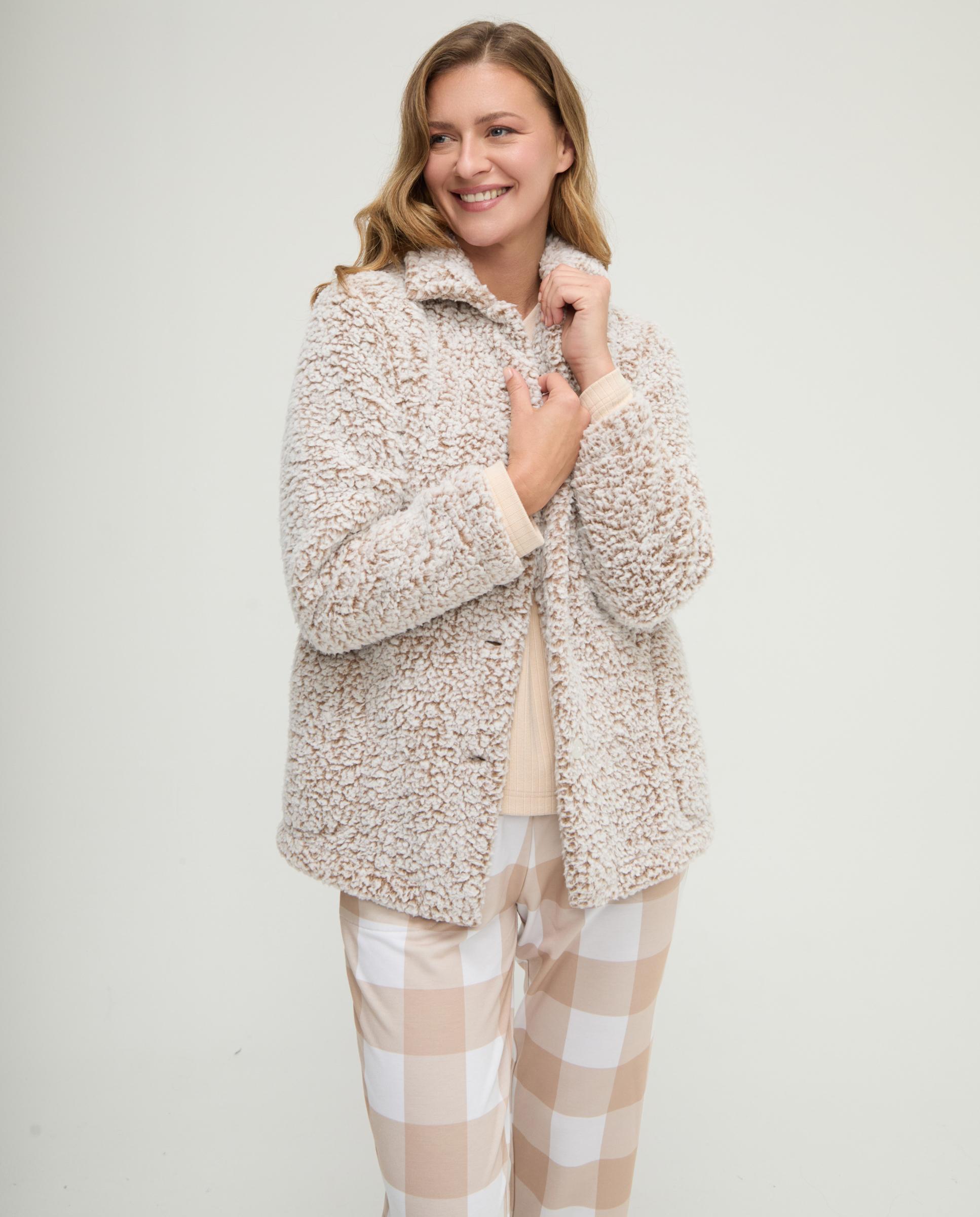 Conjunto pijama y bata de mujer borreguillo - Lohe - Camel Camel-3