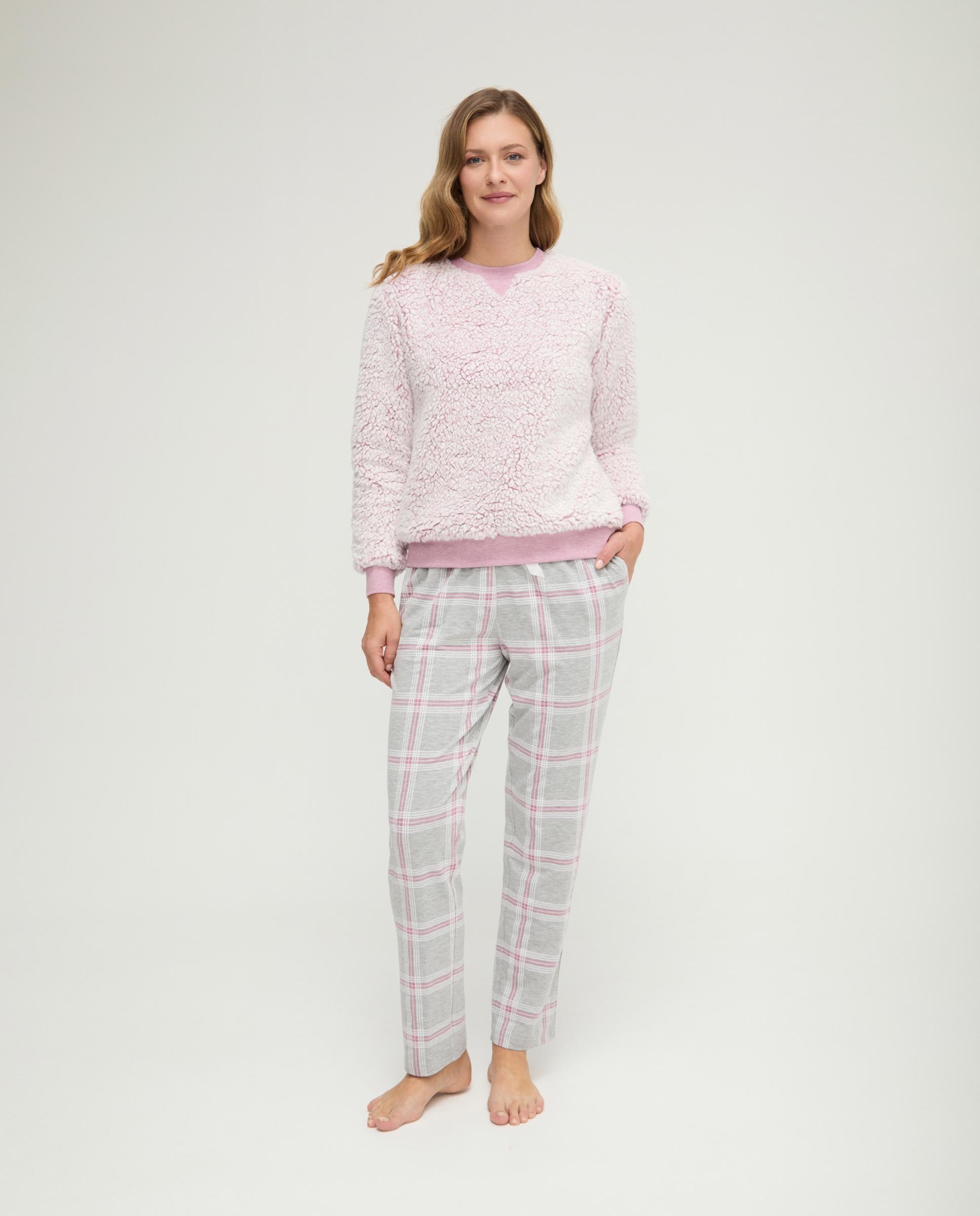 Imagen 0 de Pijama de mujer con cuadros borreguillo Malva