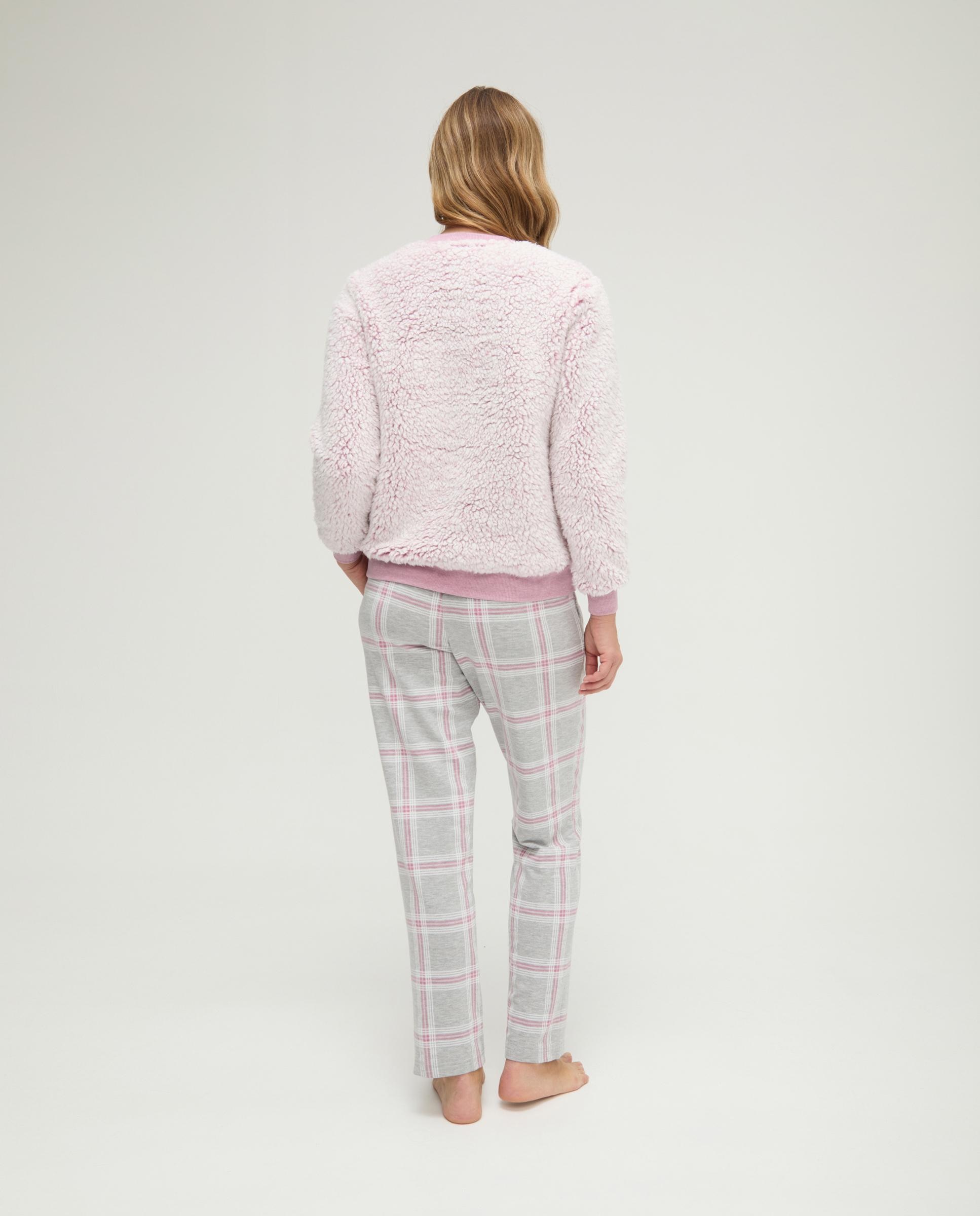 Pijama de mujer con cuadros borreguillo - Lohe - Malva Malva-2