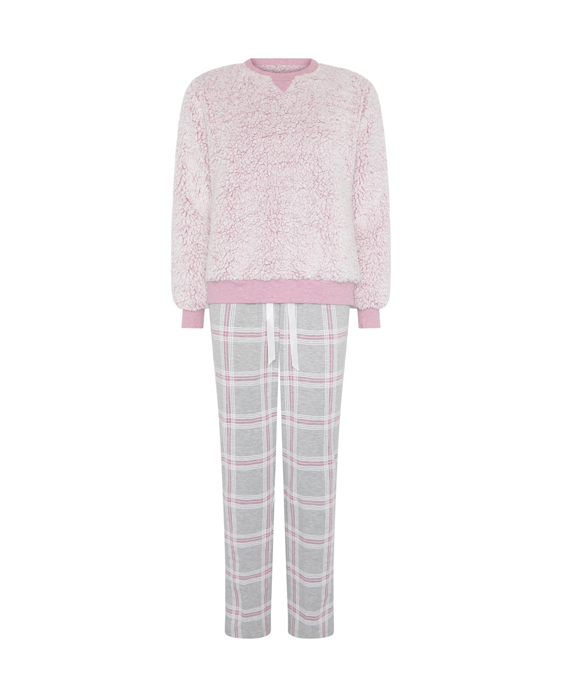 Pijama de mujer con cuadros borreguillo - Lohe - Malva Malva-3