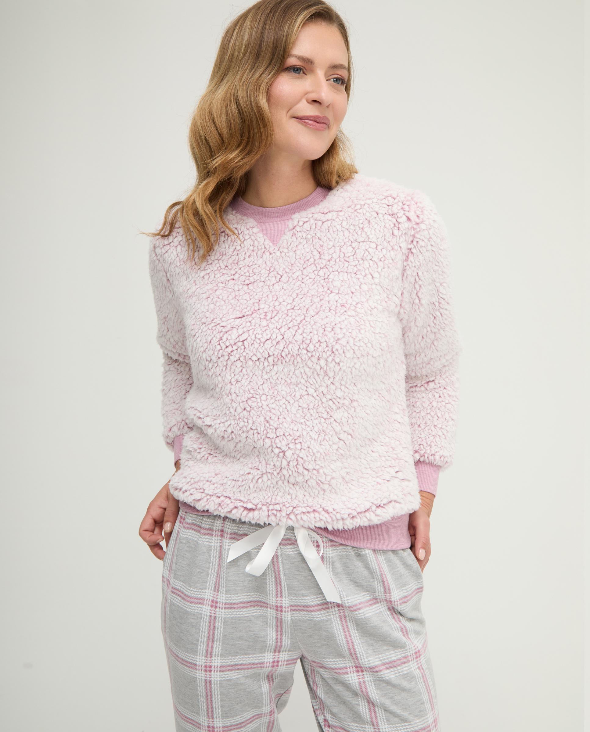 Pijama de mujer con cuadros borreguillo - Lohe - Malva Malva-4
