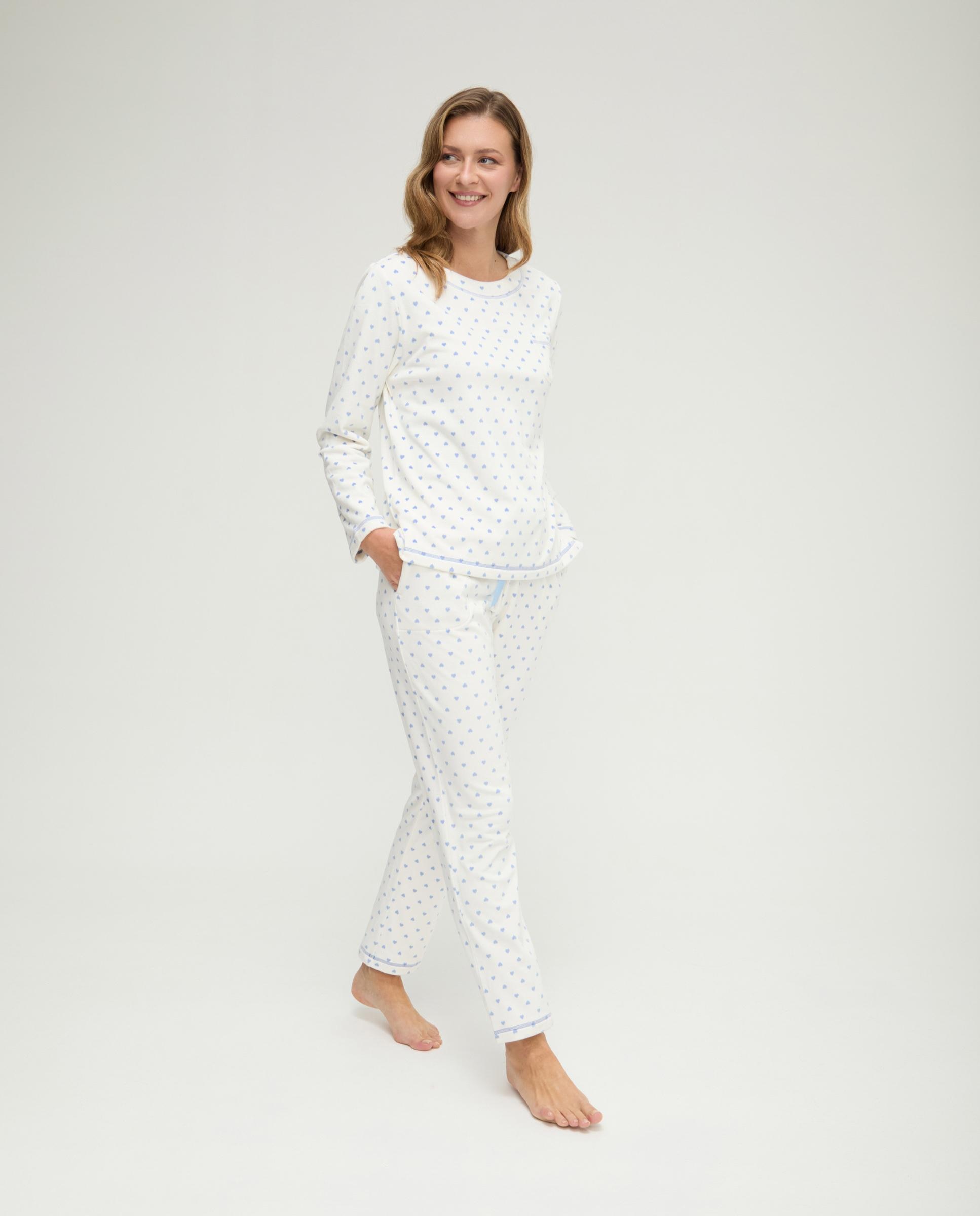 Imagen 0 de Pijama de mujer con corazones micropolar Azul
