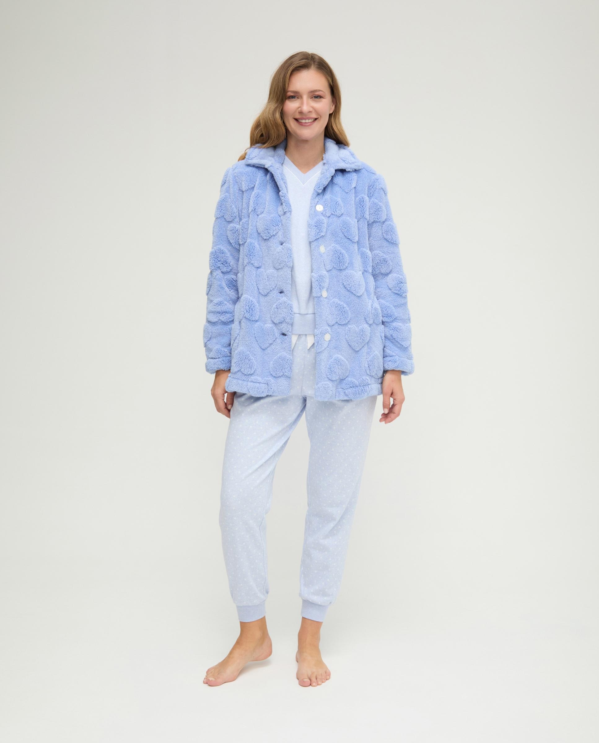 Conjunto pijama con y bata de mujer corazones - Lohe - Azul Azul-1