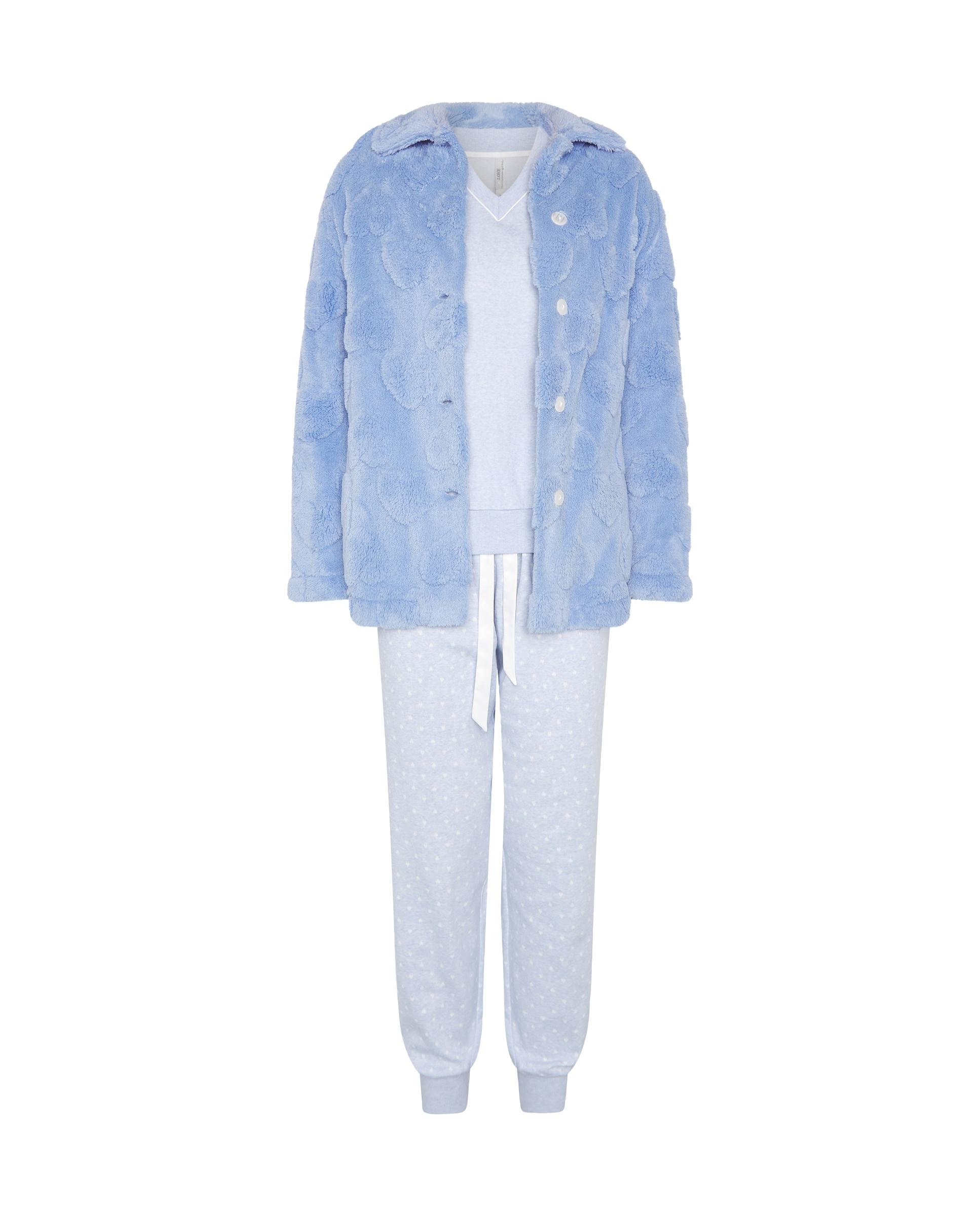 Conjunto pijama con y bata de mujer corazones - Lohe - Azul Azul-3