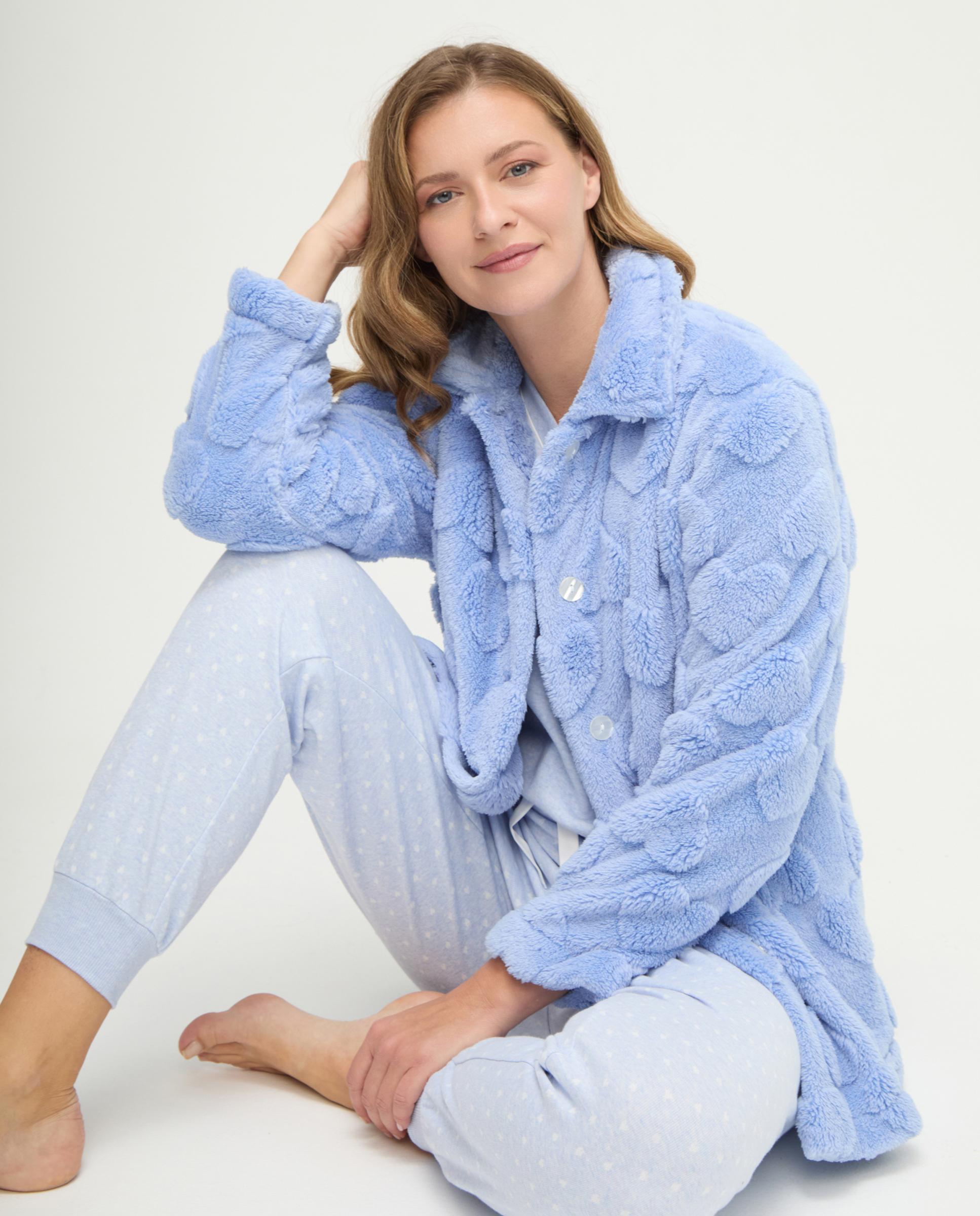 Conjunto pijama con y bata de mujer corazones - Lohe - Azul Azul-4
