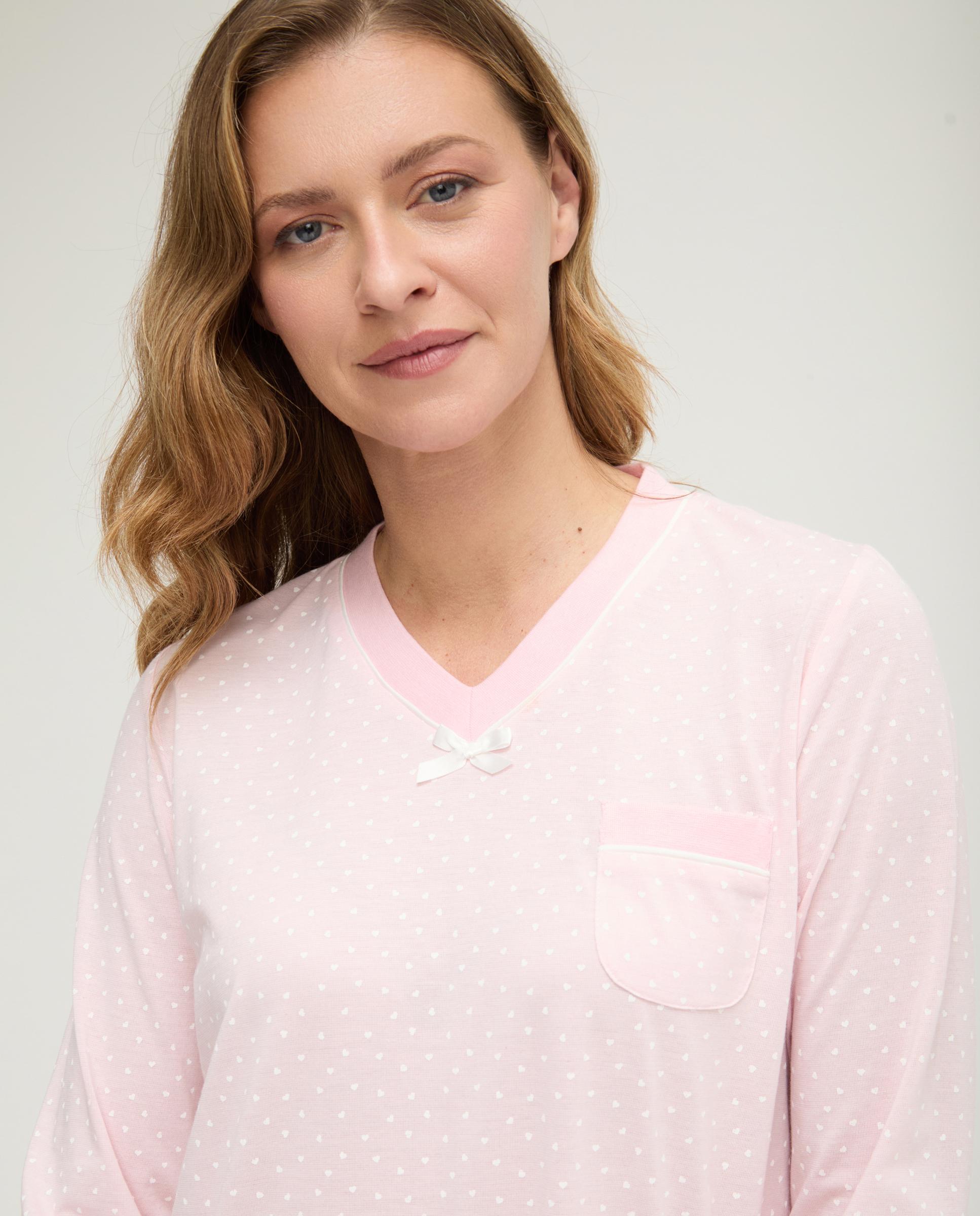 Camisón de mujer pico corazoncitos - Lohe - Rosa Rosa-3