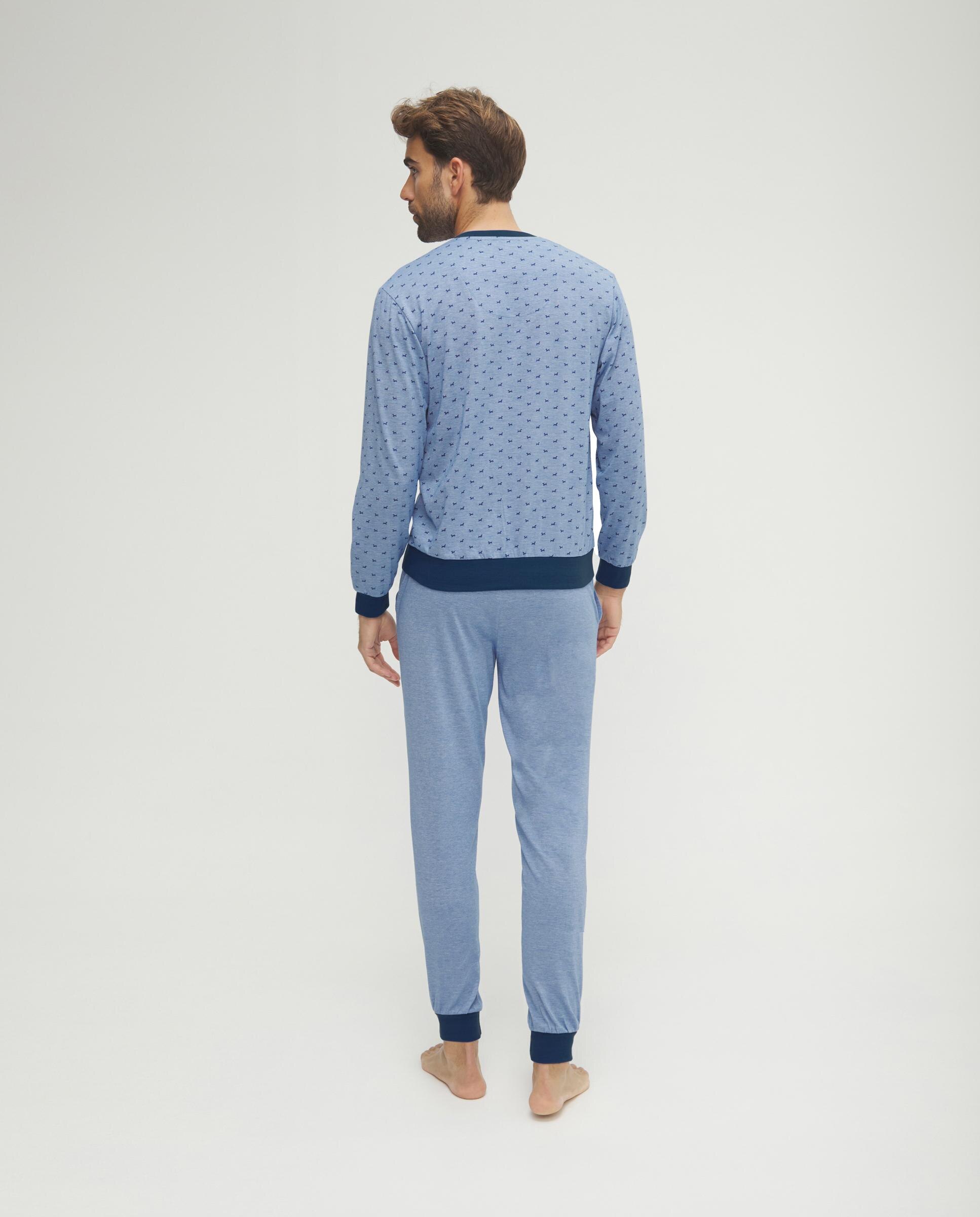 Pijama de hombre largo estampado perritos - Lohe - Azul Azul-2