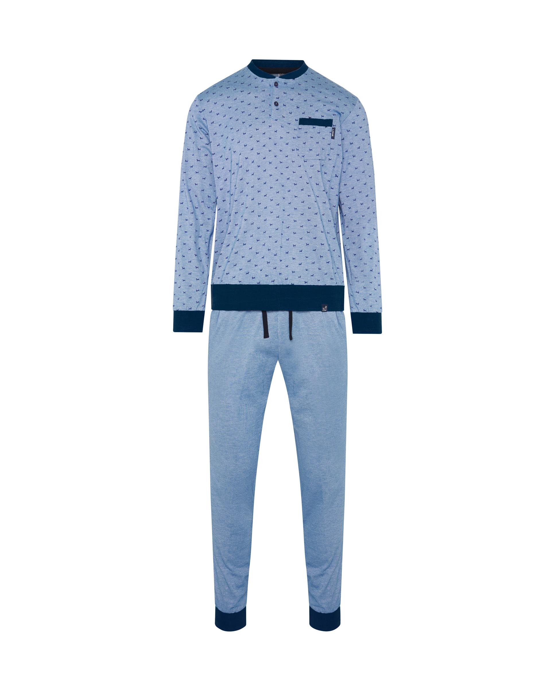 Pijama de hombre largo estampado perritos - Lohe - Azul Azul-4