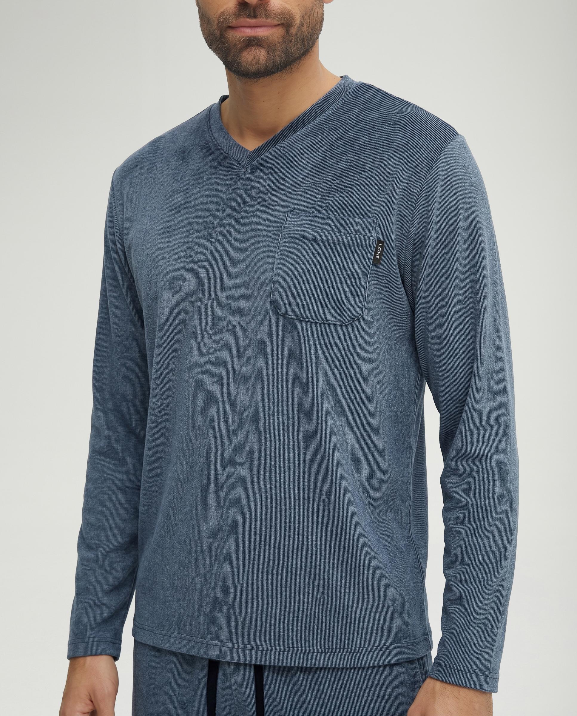 Imagen 3 de Pijama de hombre largo cuello pico - Lohe - Azul Azul