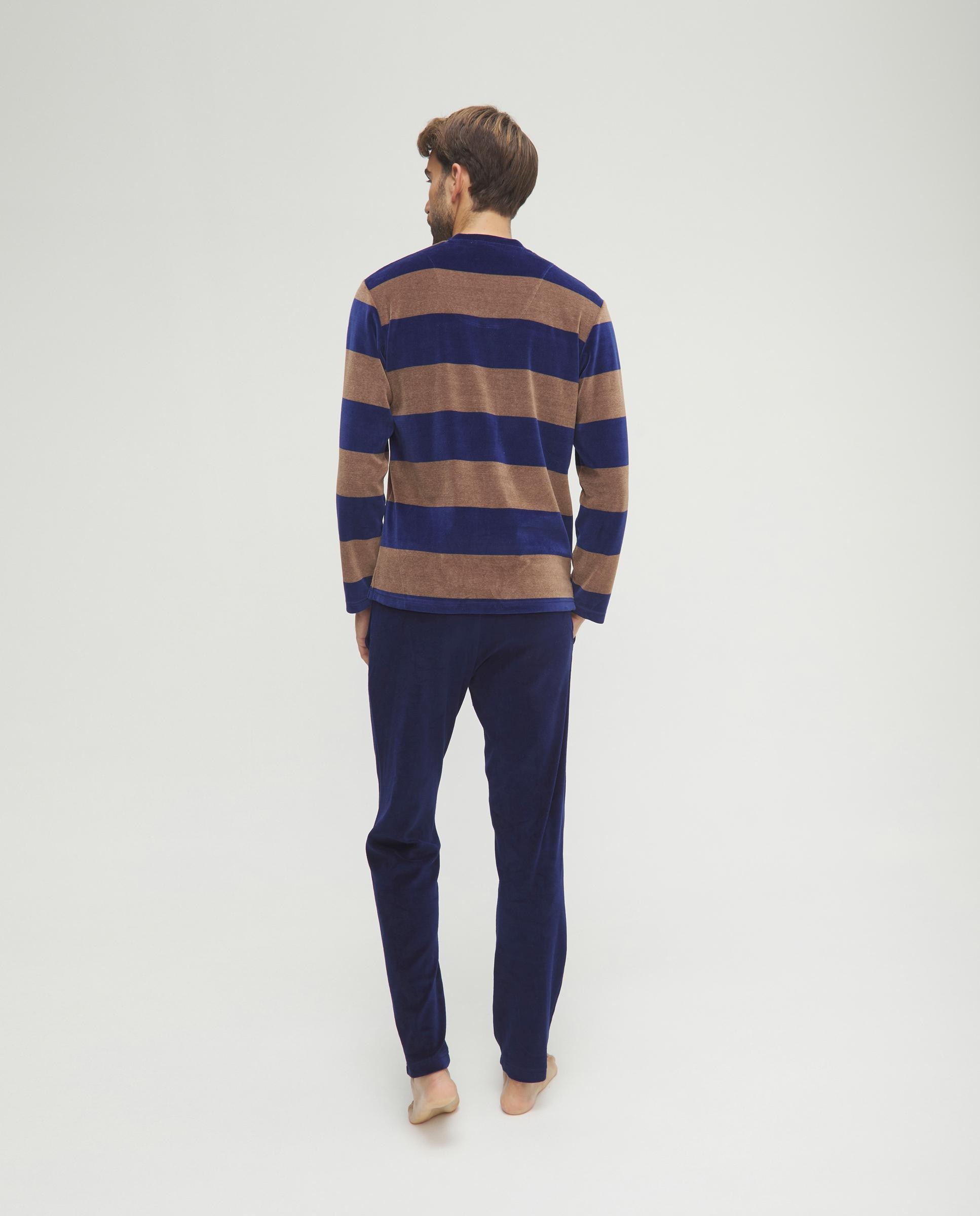 Imagen 2 de Pijama de hombre terciopelo rayas - Lohe - Marrón Marrón