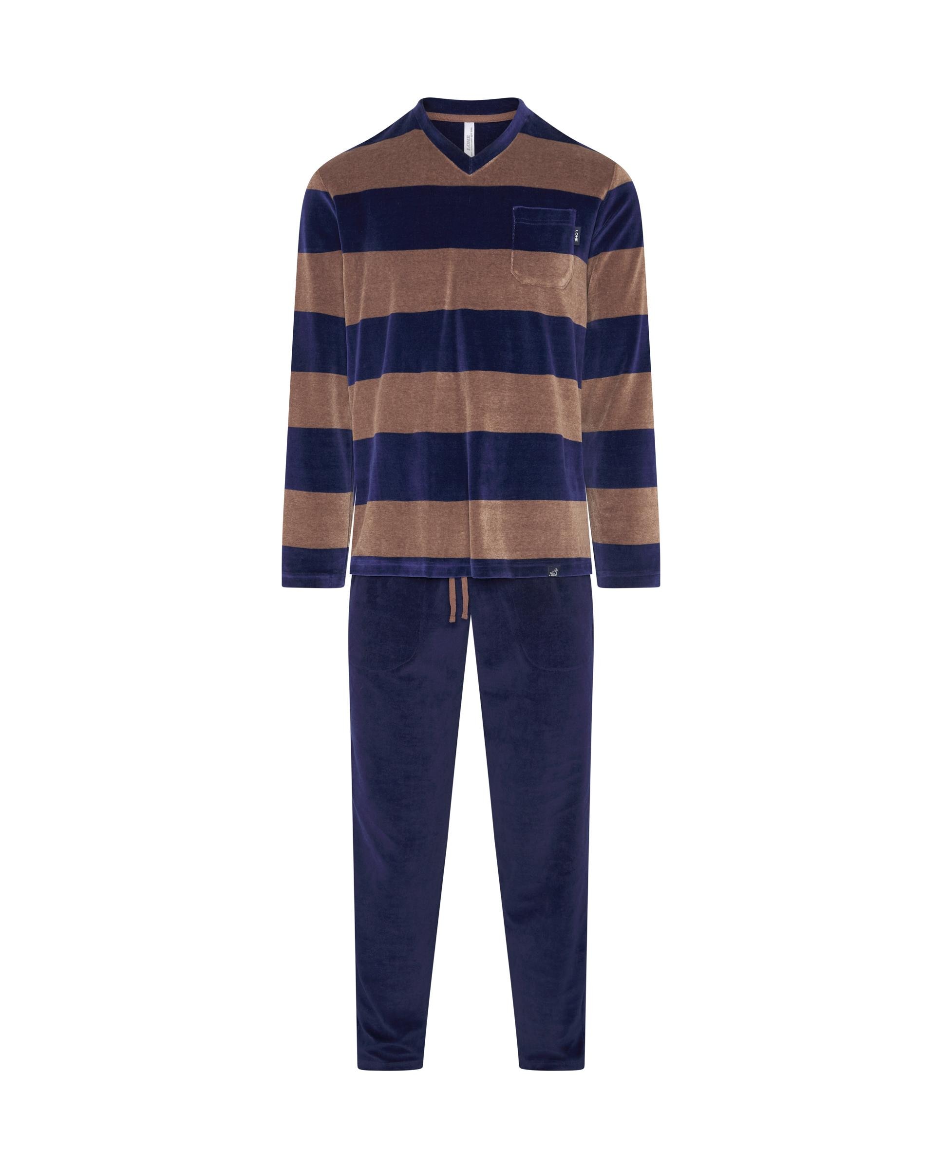 Imagen 4 de Pijama de hombre terciopelo rayas - Lohe - Marrón Marrón