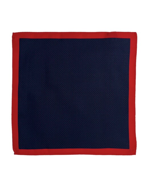 Imagen 0 de Pañuelo de seda natural color azul marino con estampado de lunares