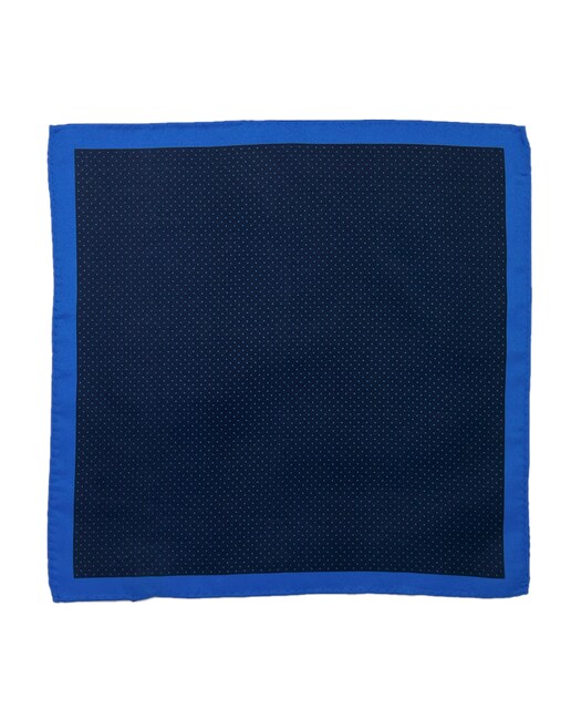 Imagen 0 de Pañuelo de seda natural color azul marino con estampado de lunares