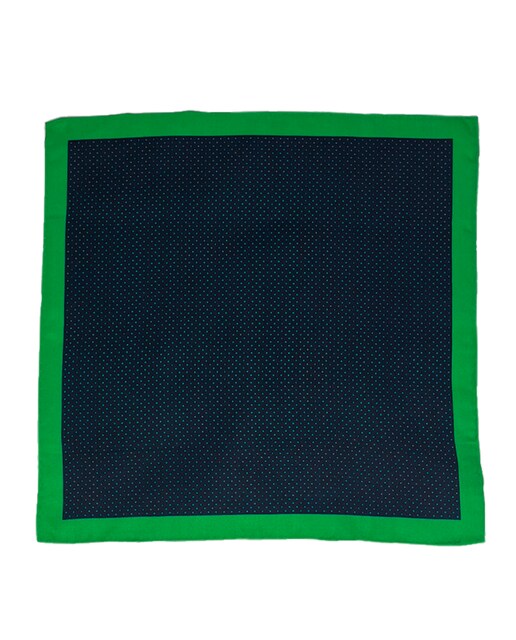Imagen 0 de Pañuelo de seda natural color azul marino con estampado de lunares