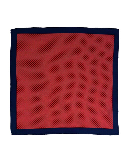 Imagen 0 de Pañuelo de seda natural color rojo con estampado de lunares