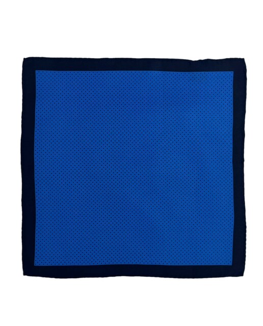 Imagen 0 de Pañuelo de seda natural color azul con estampado de lunares
