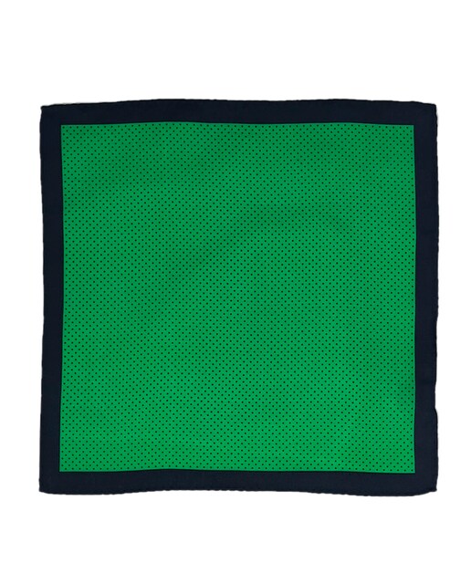 Imagen 0 de Pañuelo de seda natural color verde con estampado de lunares