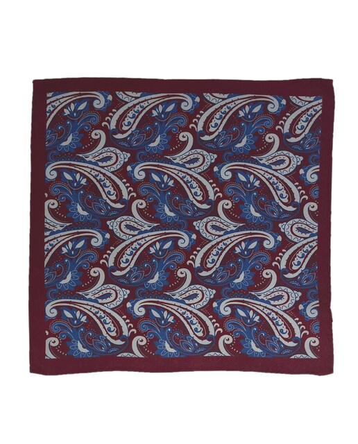 Imagen 0 de Pañuelo de seda natural color granate con estampado paisley
