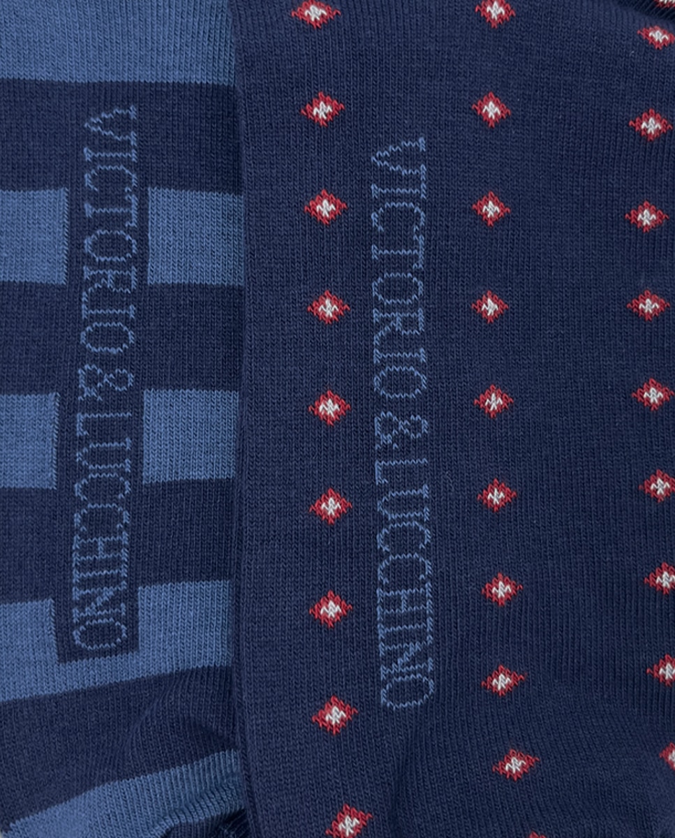 Calcetines de hombre de algodón en color - Victorio & Lucchino - Azul marino Azul marino-2