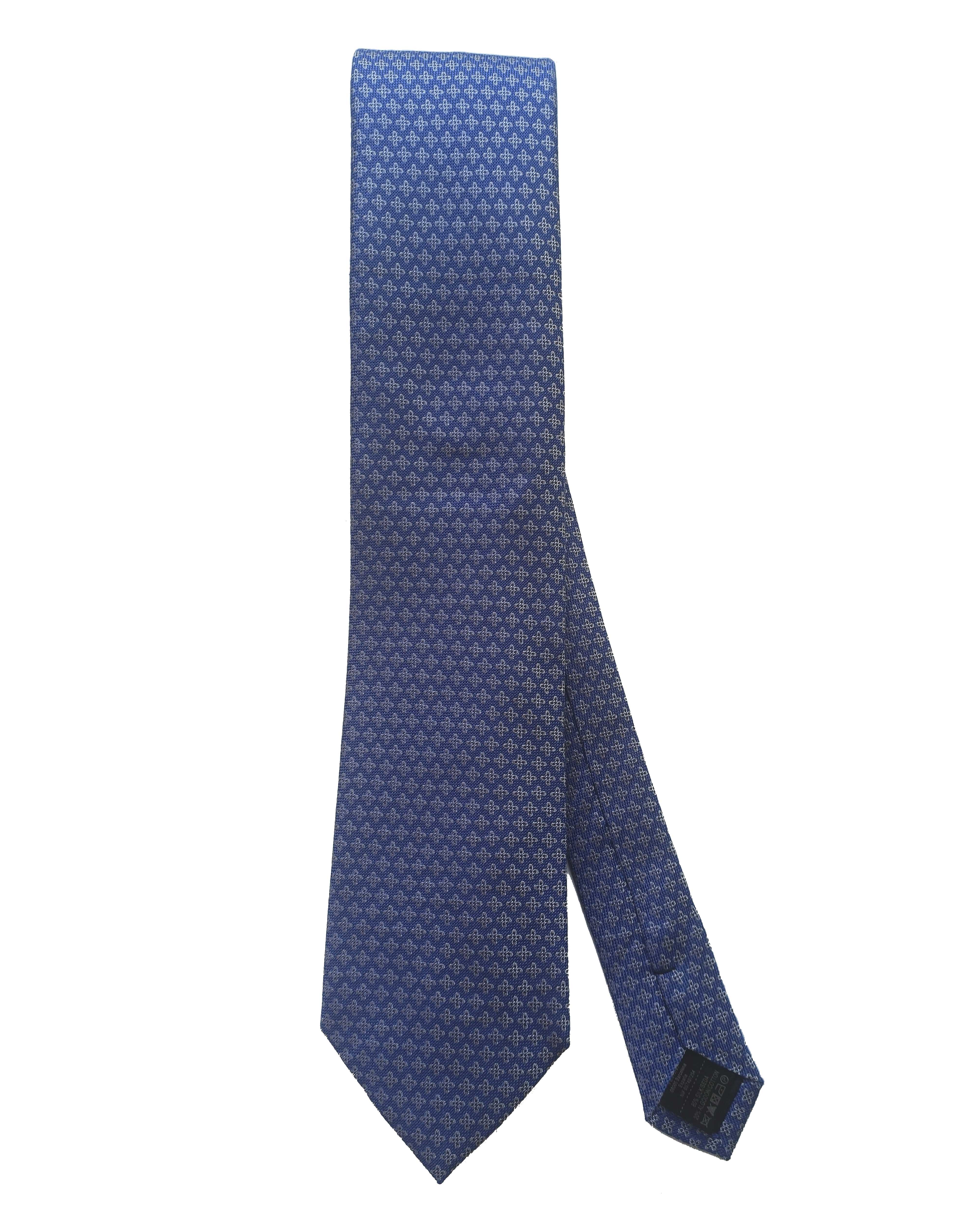 Corbata de seda natural con estampado - Victorio & Lucchino - Azul Azul-1