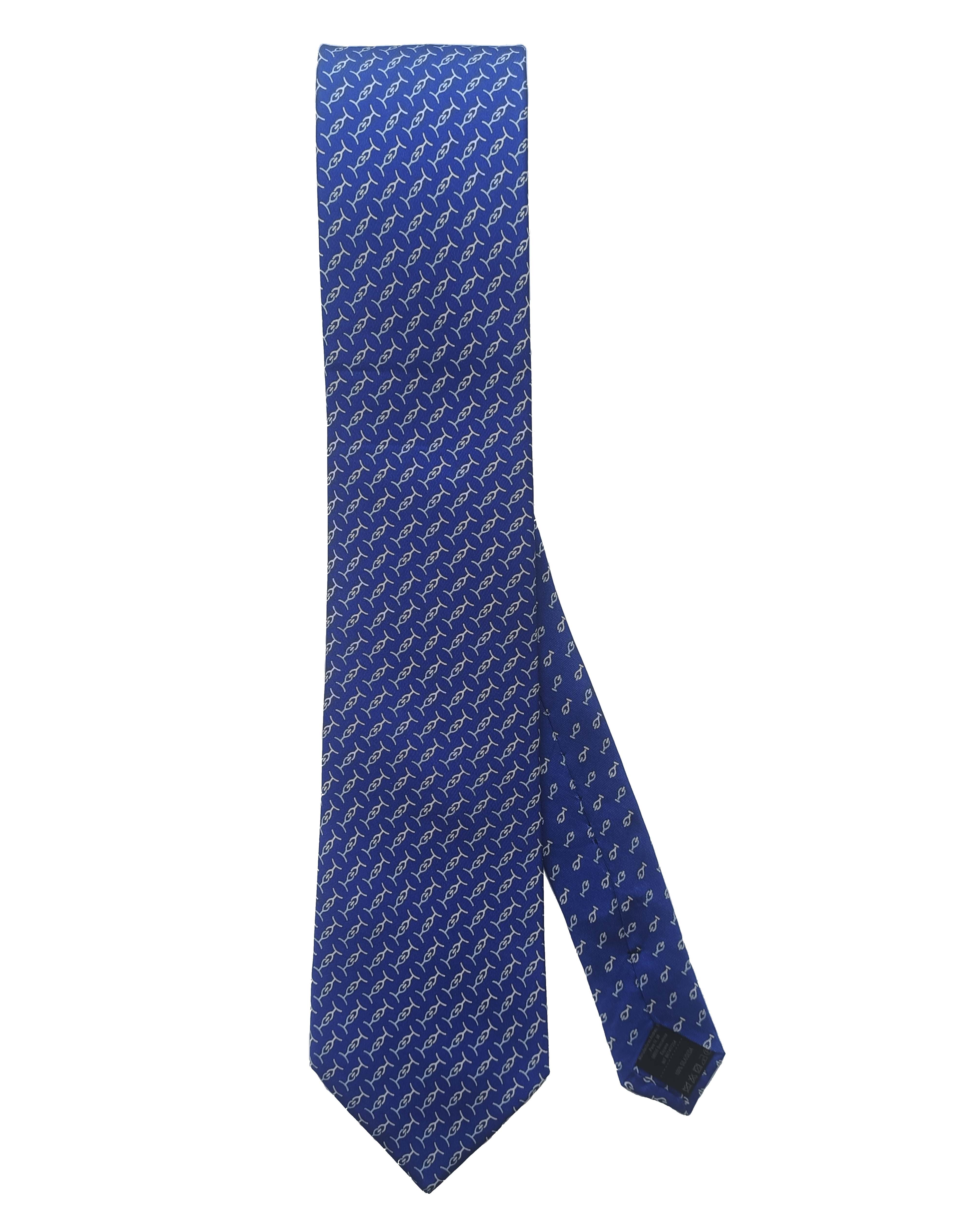 Corbata de seda natural con estampado - Victorio & Lucchino - Azul marino / Rosa Azul marino / Rosa-1