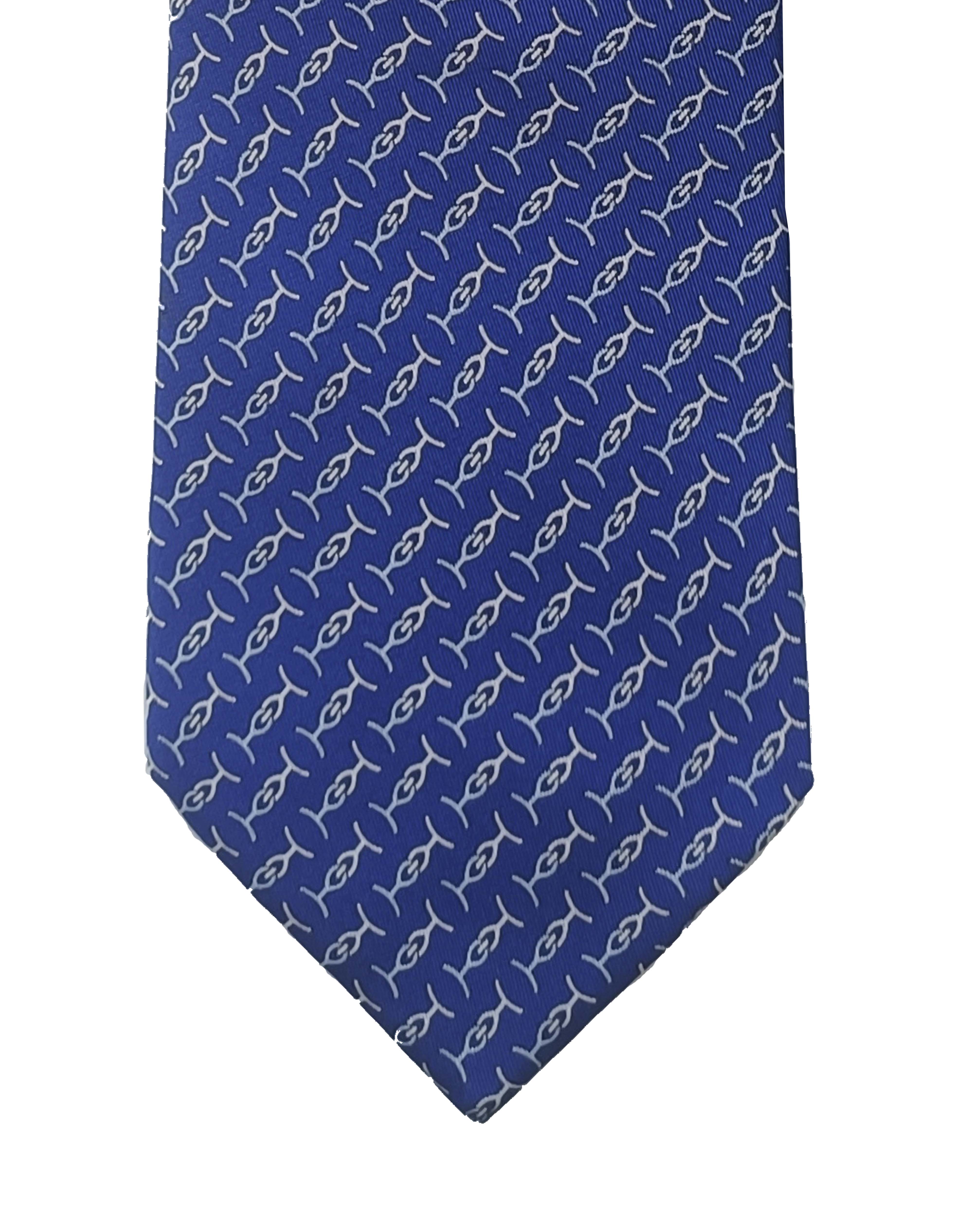 Corbata de seda natural con estampado - Victorio & Lucchino - Azul marino / Rosa Azul marino / Rosa-2